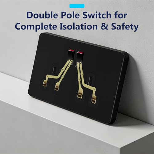 Detalle de LIDER 2-Gang Switched 13A Socket with Screwless Plate Cover (Black)
