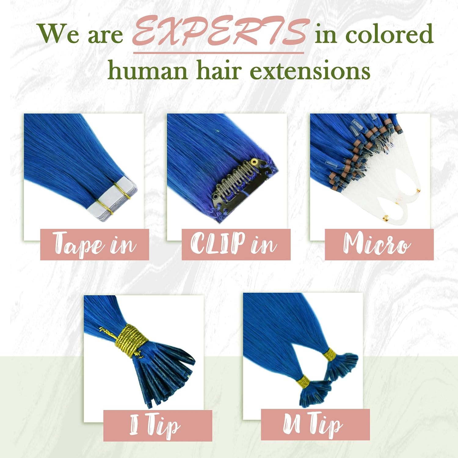 Thumbnail 6 de RUNATURE Tape in Extensions Echthaar Blau 40 cm
