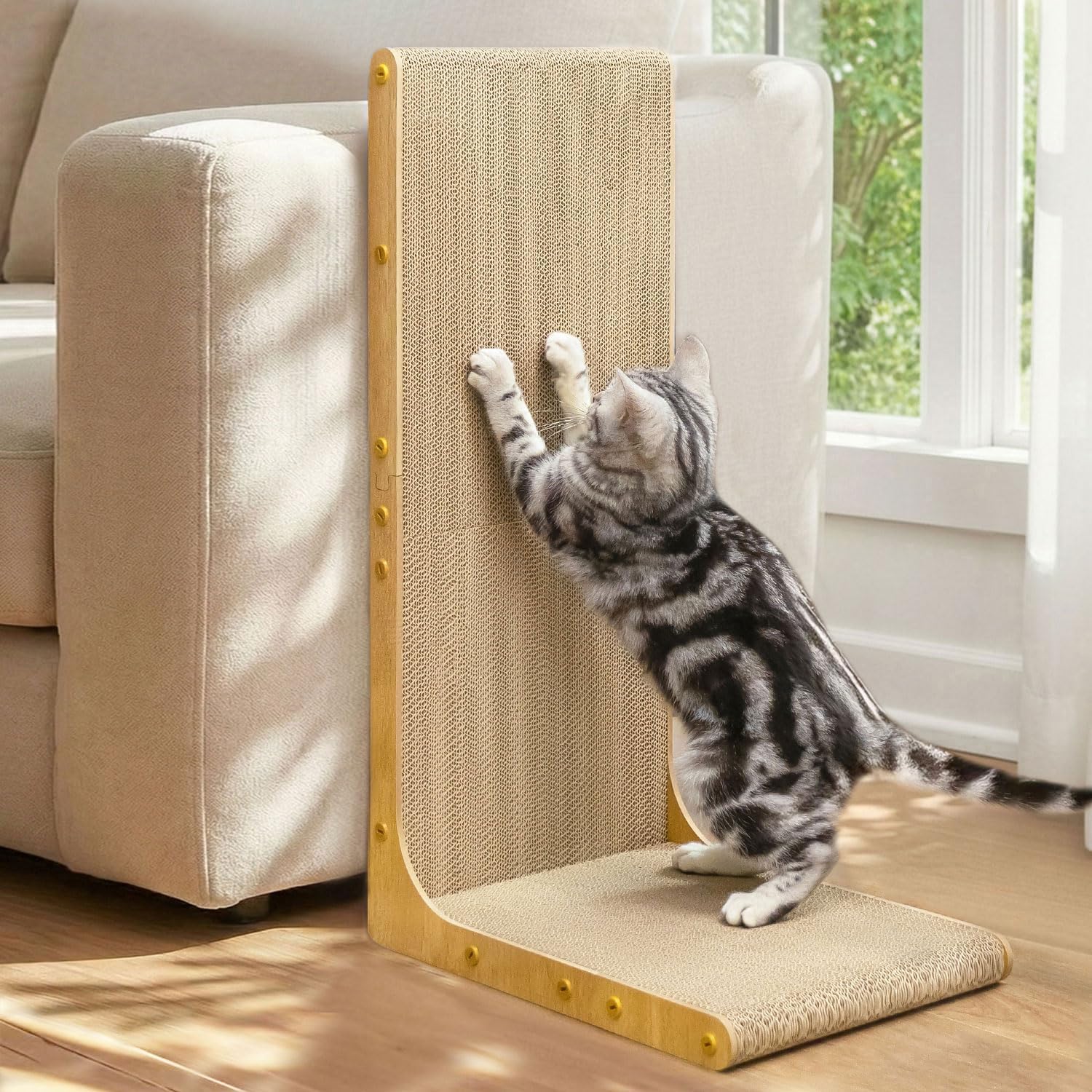 Detalle de Kratzbrett 66 cm L-Form für Katzen