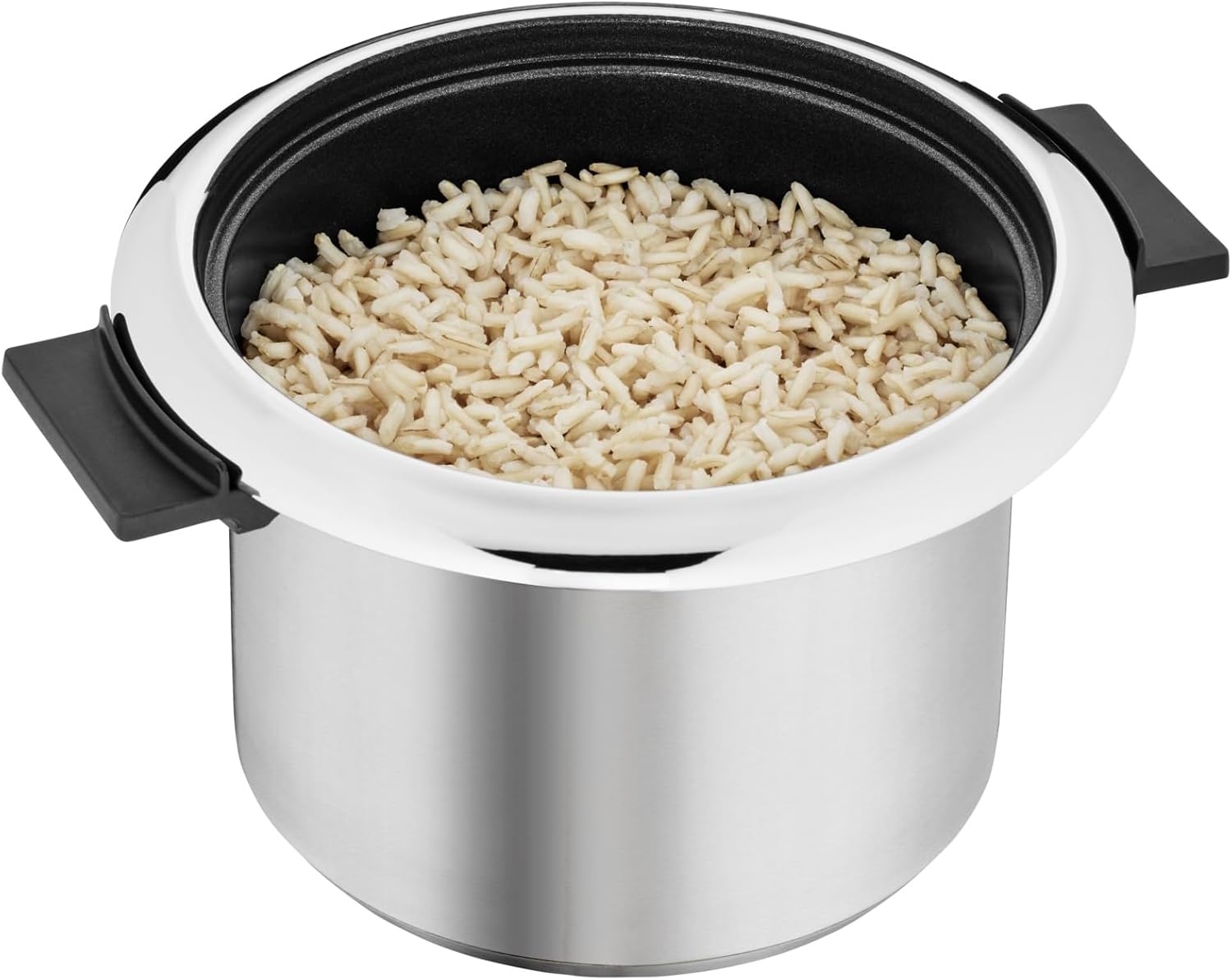 Detalle 1 de WMF Küchenminis Reiskocher 220 W mit Lunch-to-go-Box, Cromargan matt – Mini-Dampfgarer für bis zu 1 l