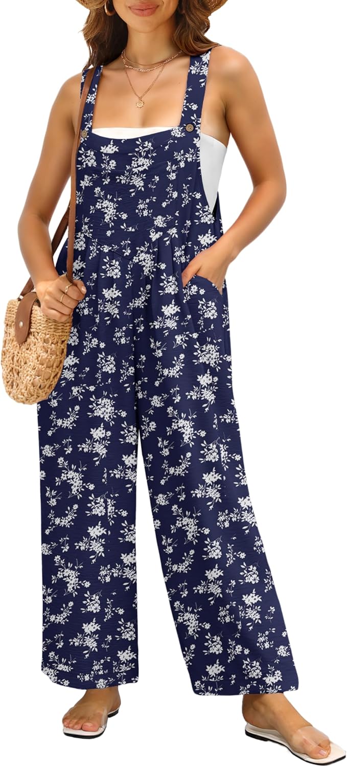 Detalle de IWOLLENCE women’s summer dungarees playsuit with adjustable straps and side pockets