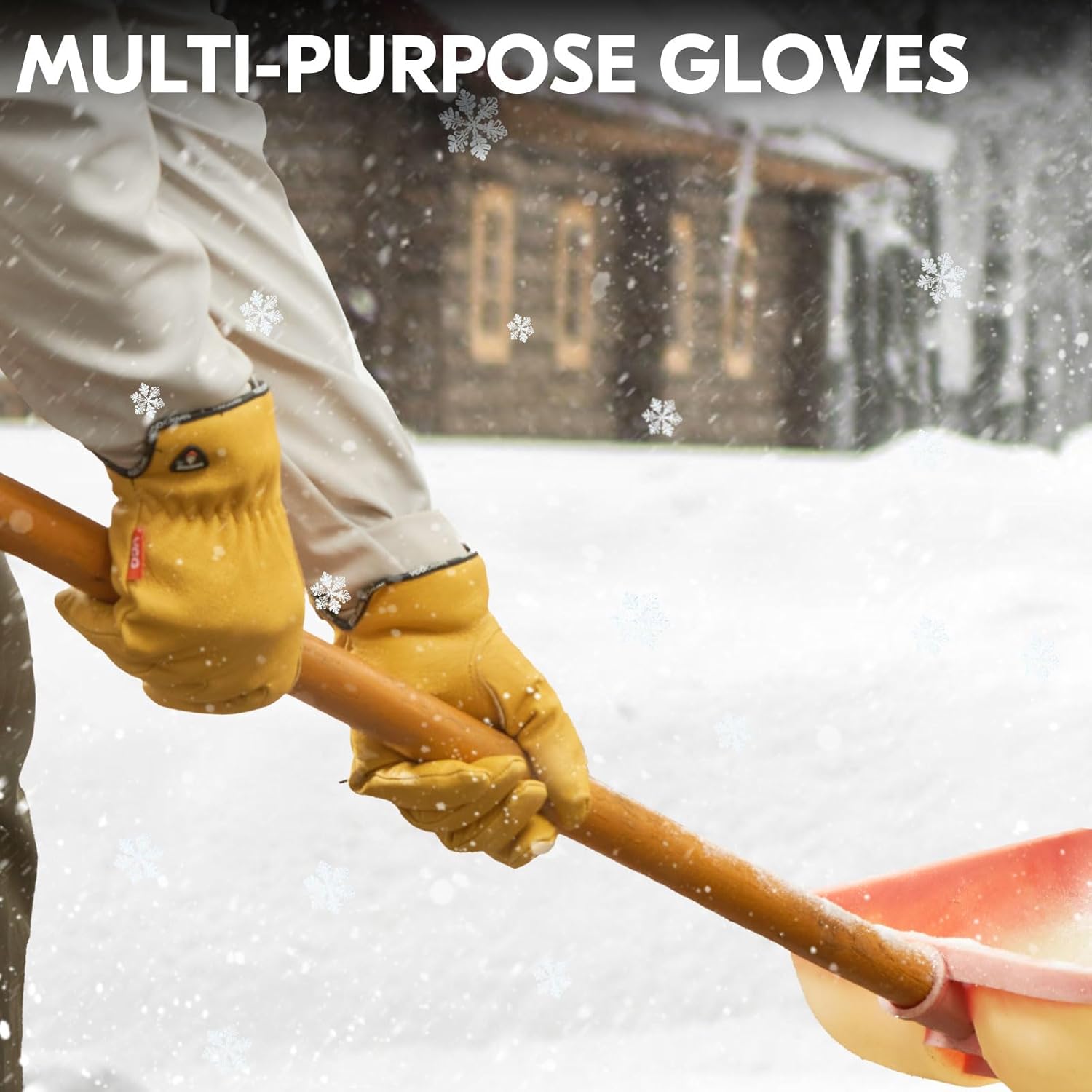 Thumbnail 5 de Guanti da lavoro invernali in pelle di maiale Vgo… PA9501FLWP, impermeabili fino a 0°C con fodera Thinsulate 3M (oro, S)