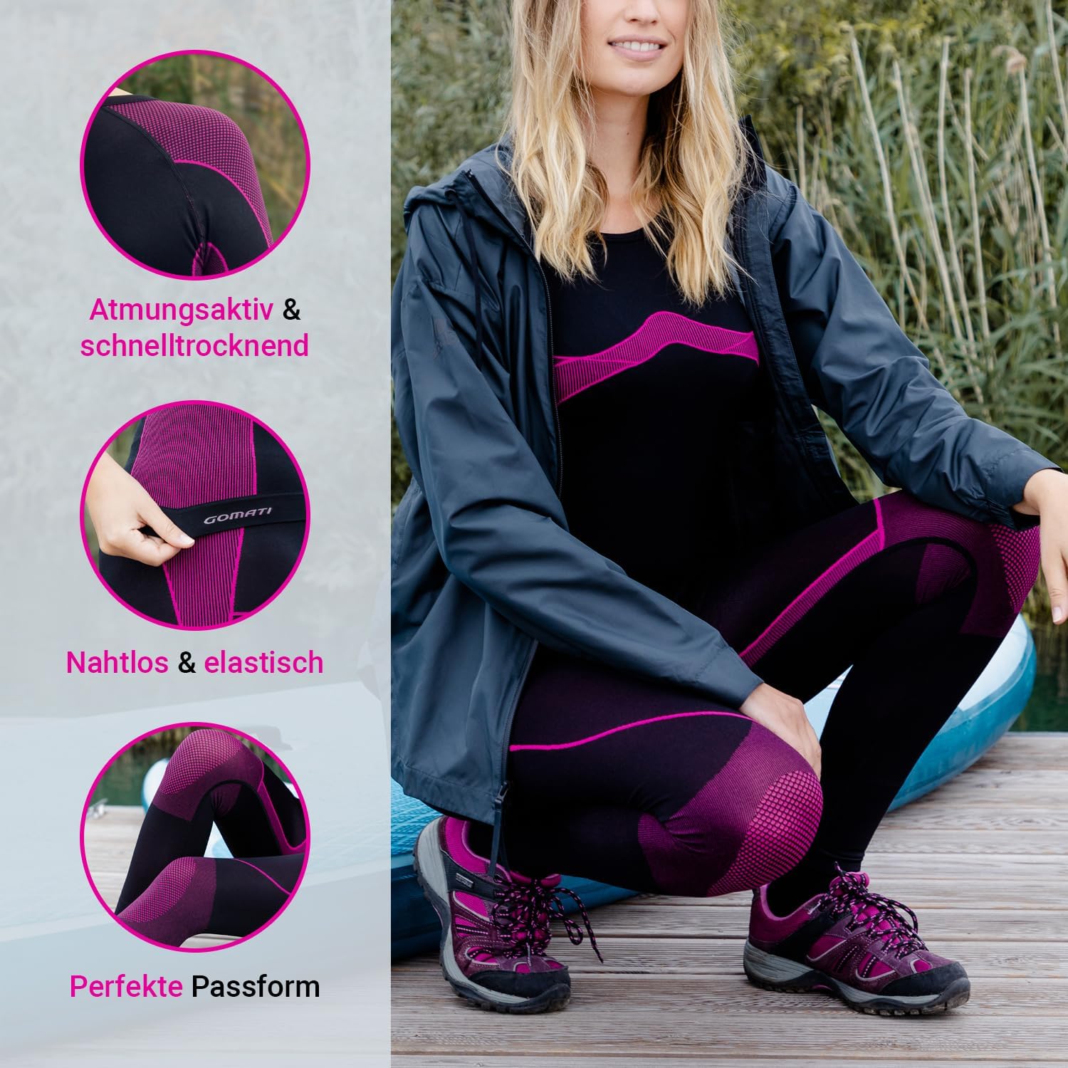 Detalle de Gomati Women's Thermal Underwear Set, Seamless and Quick-Drying