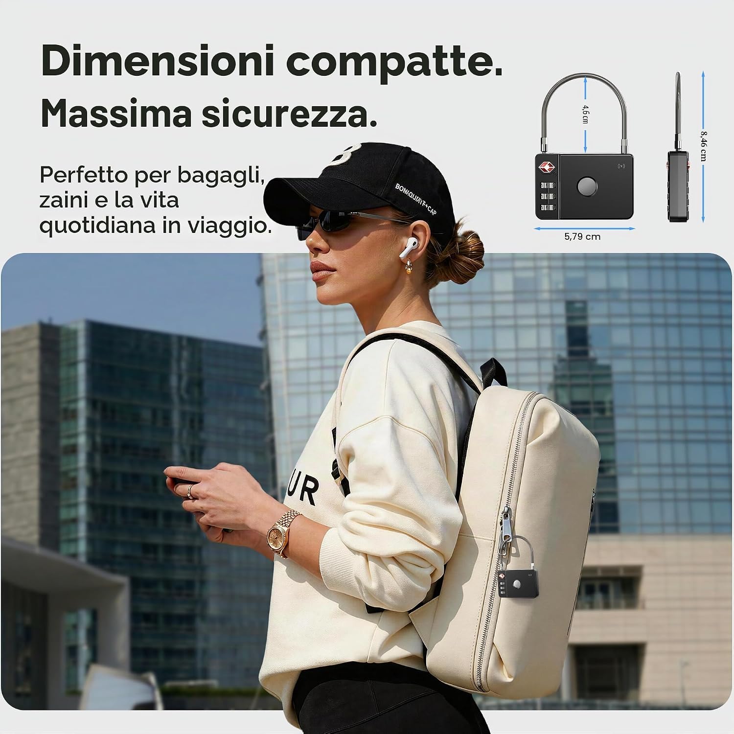Thumbnail 4 de MiLi Lucchetto intelligente per valigia con tracker: TSA certificato e integrazione Dov'è / Find My