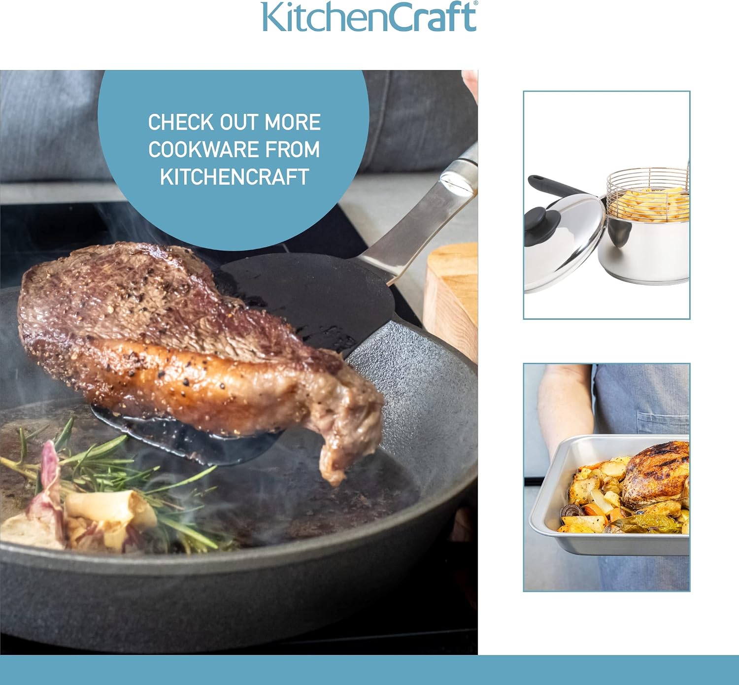 Detalle 2 de KitchenCraft KCCHIPLRG frituurpan van roestvrij staal met mand en deksel, 20 cm