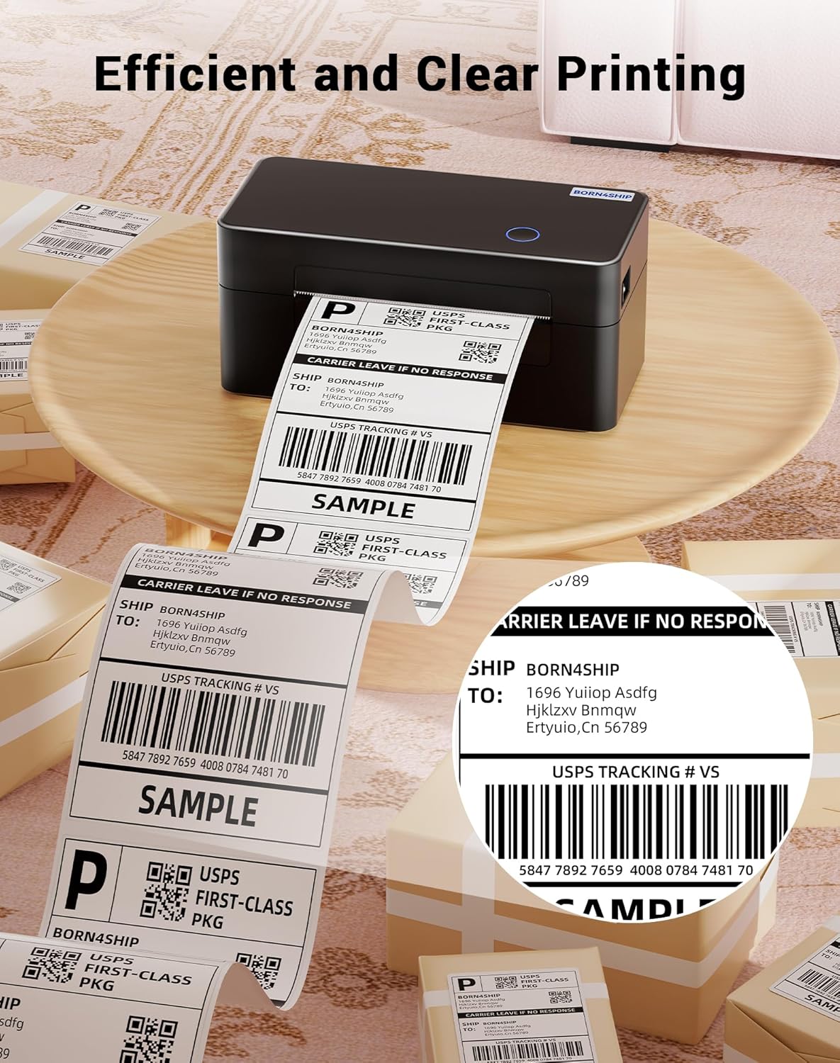 Detalle de BORN4SHIP 4x6 USB Thermal Printer for Shipping Labels