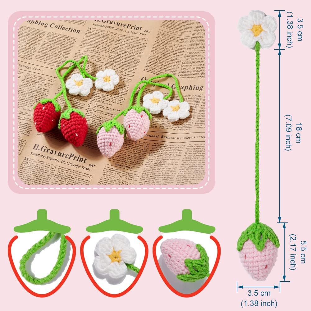 Detalle 2 de JSCARLIFE Strawberry Crochet Car Hanging Charm 3.5cm