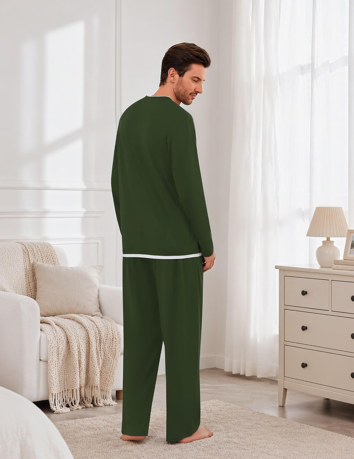 Detalle 2 de Ekouaer Men's Pajama Set in Polyester-Spandex Blend