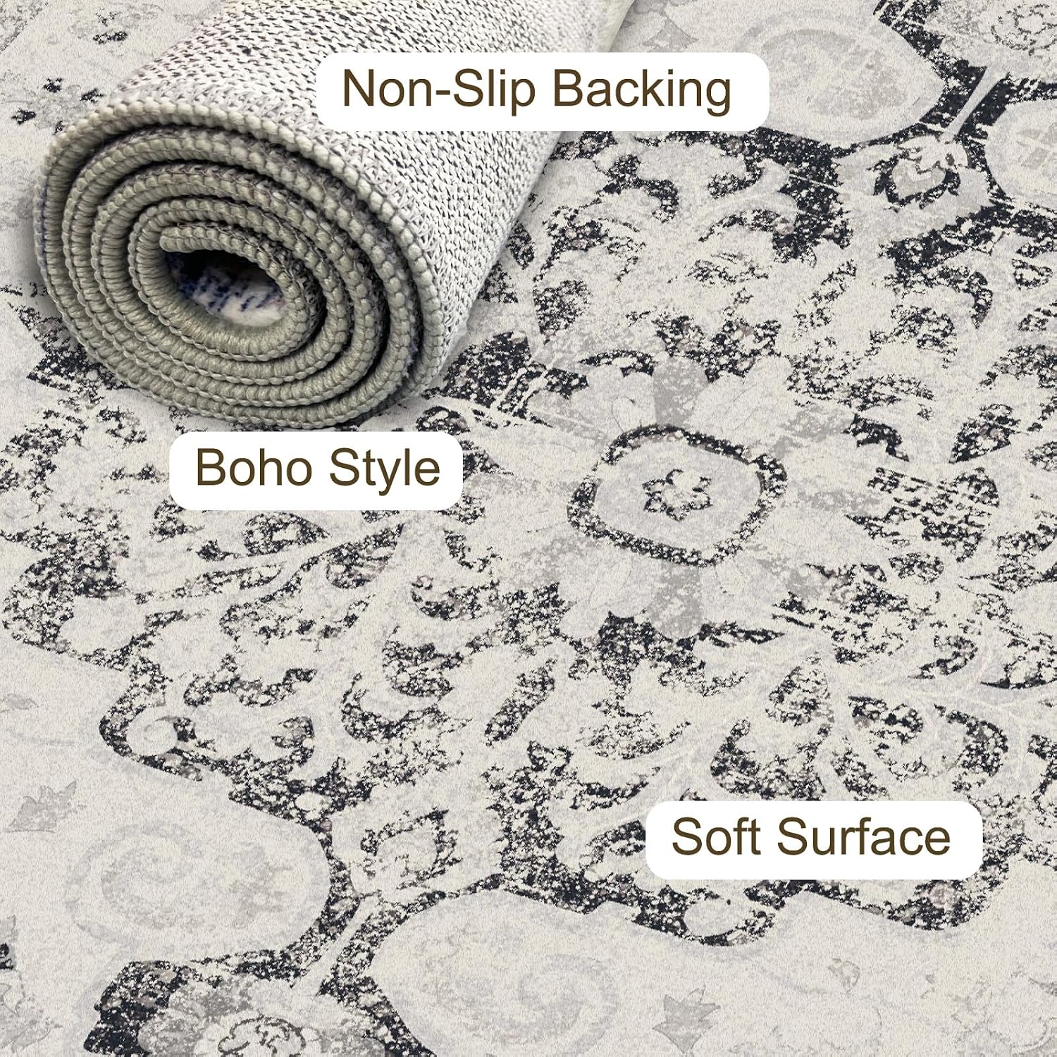 Thumbnail 5 de LOOMY 5x7 Floral Boho Area Rug 🏡