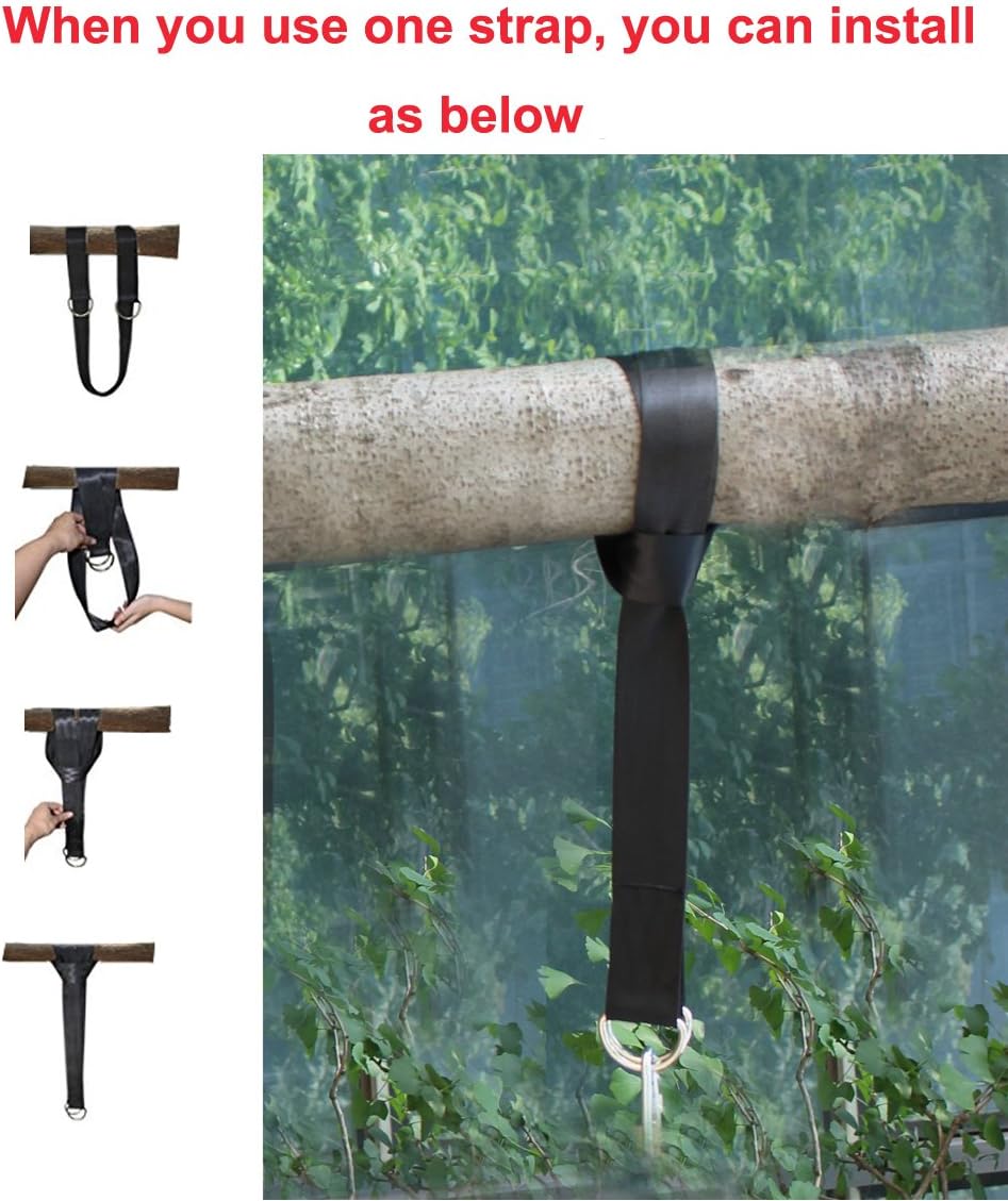 Detalle de YELAIYEHAO Upgrade Welded Tree Swing Hanging Kit – 2 Straps & Snap Carabiners, 2100lbs total, Weatherproof, Easy Installation (2 PCS)