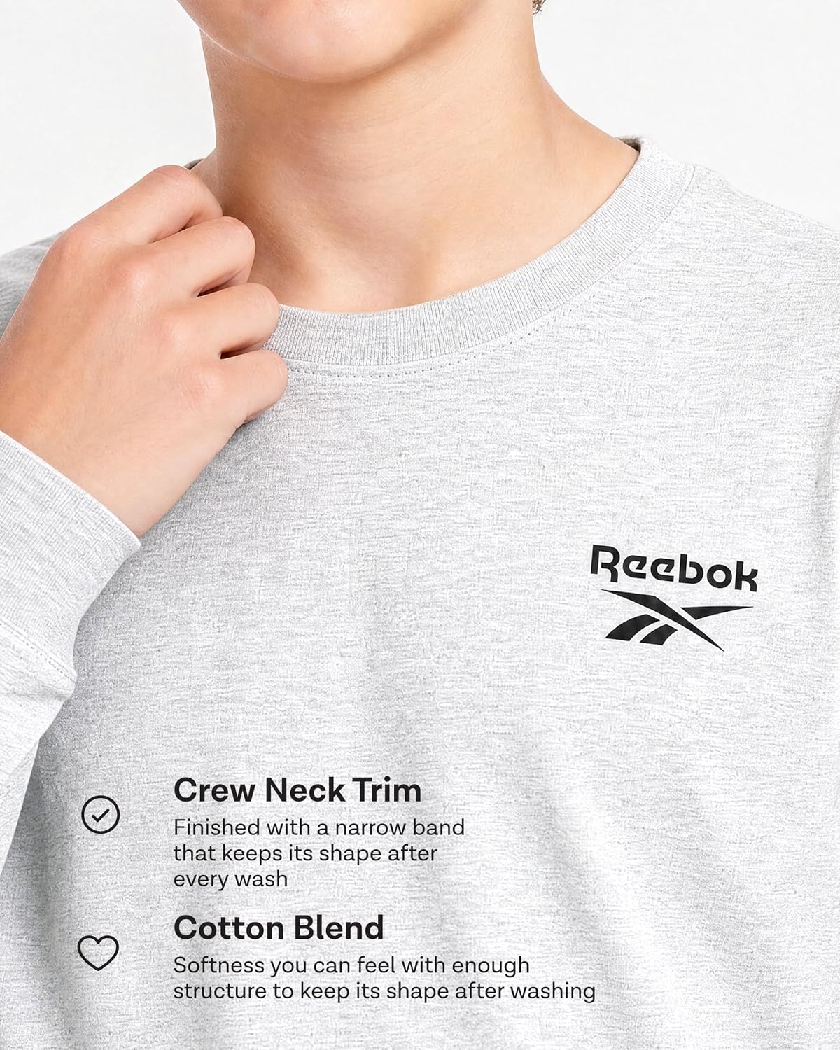 Detalle 1 de Reebok Boys' Long-Sleeve Shirts, 3-Pack