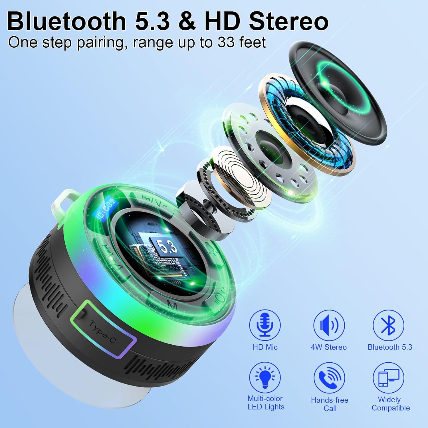 Thumbnail 1 de PRSCFUM Bluetooth Shower Speaker IPX7 10H