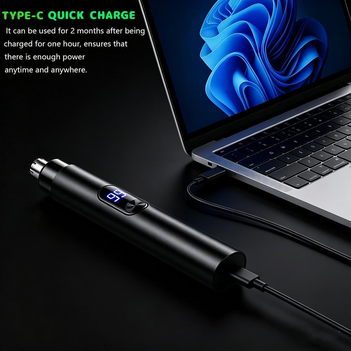 Detalle de Rechargeable Nose Hair Trimmer with LCD Display and 360° Rotating Blades