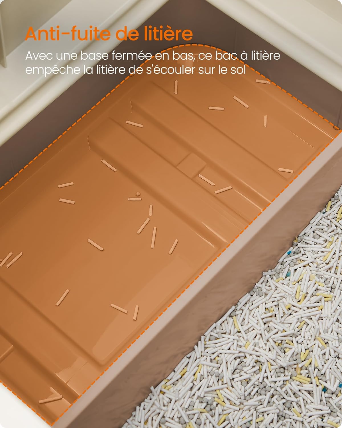Detalle de Feandrea Bac à Litière Fermé pour Chat — Maison de Toilette avec Plateau Amovible et Accessoires (Grand Chat) PPT001LJ02