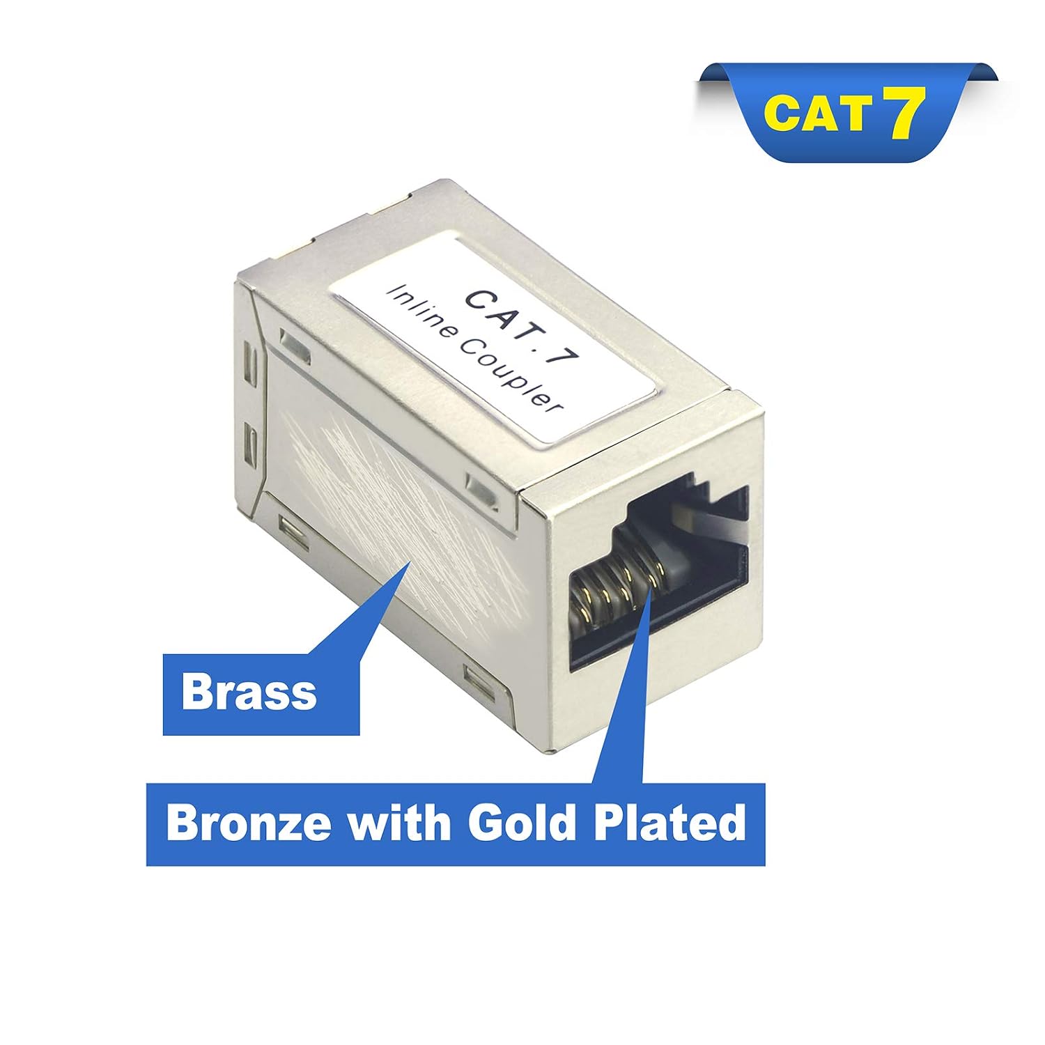 Detalle de VCELINK RJ45 Kupplung Cat7 (vergoldet) als LAN-Verlängerung für 10 Gbit/s – 6x geschirmt