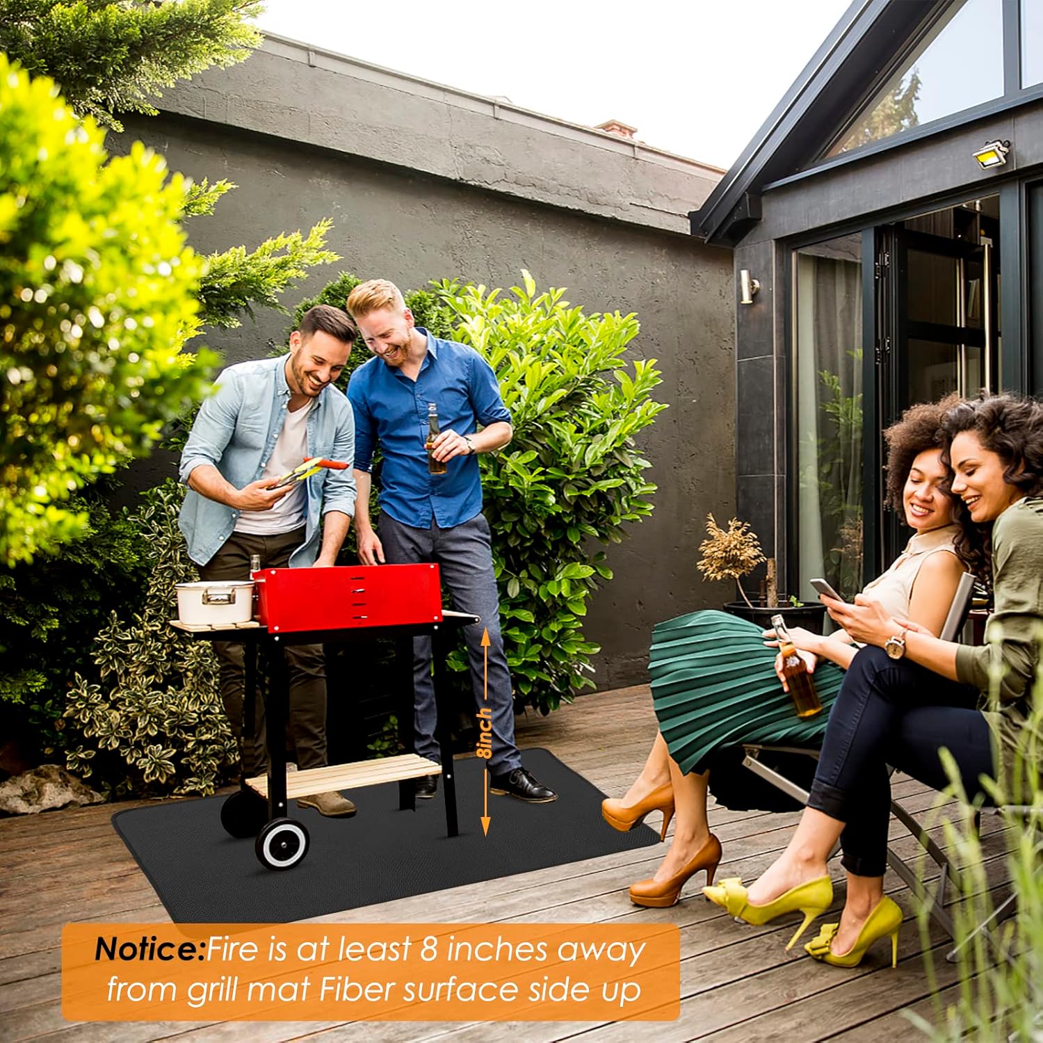Thumbnail 3 de Fire Pit Mat 36 x 48 Inch 3-layer Fireproof Heat Resistant BBQ & Grill Protector
