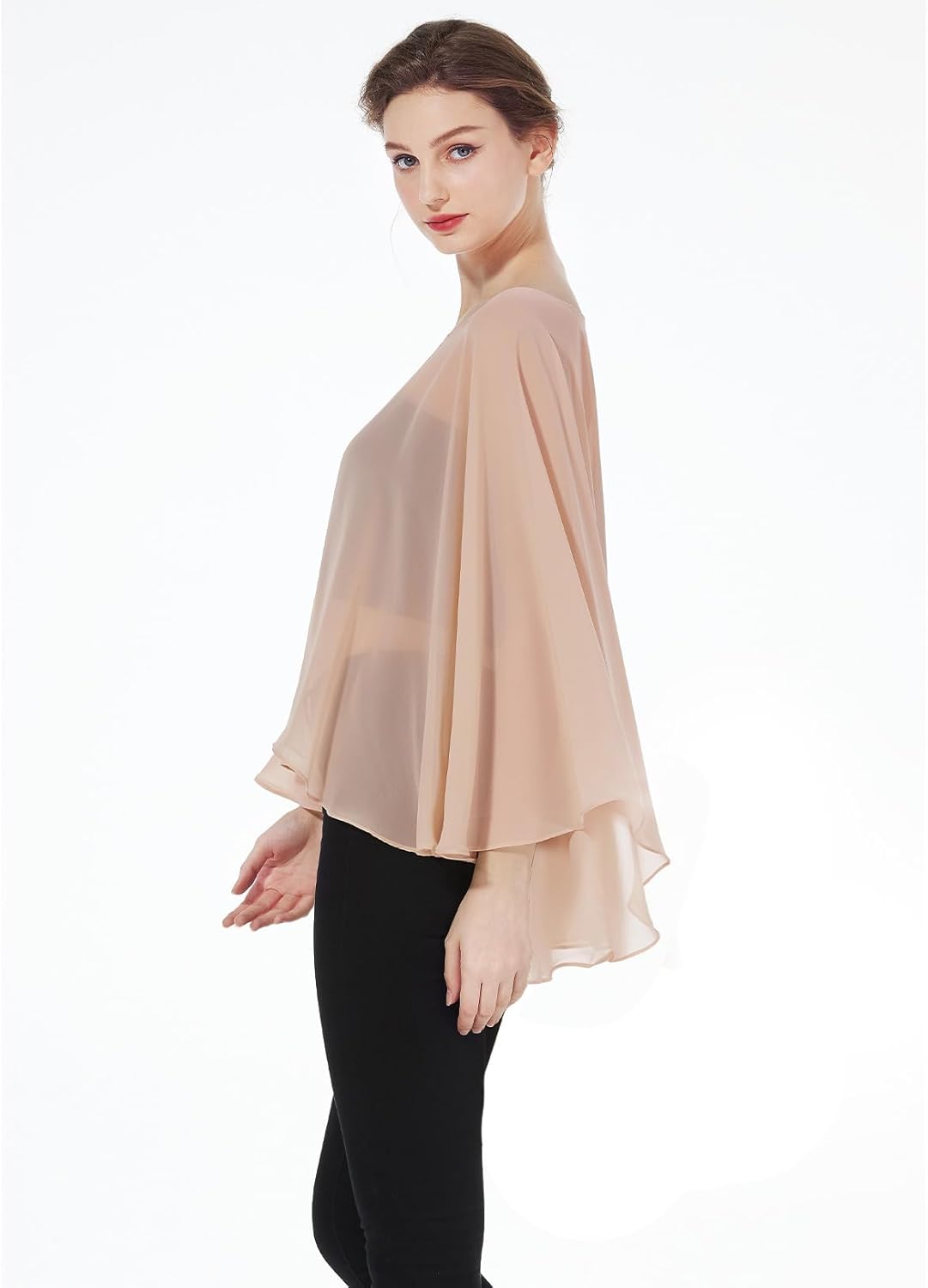 Thumbnail 3 de BEAUTELICATE Chiffon Shawl Wrap: Lightweight Summer Capelet for Weddings and Evening Wear
