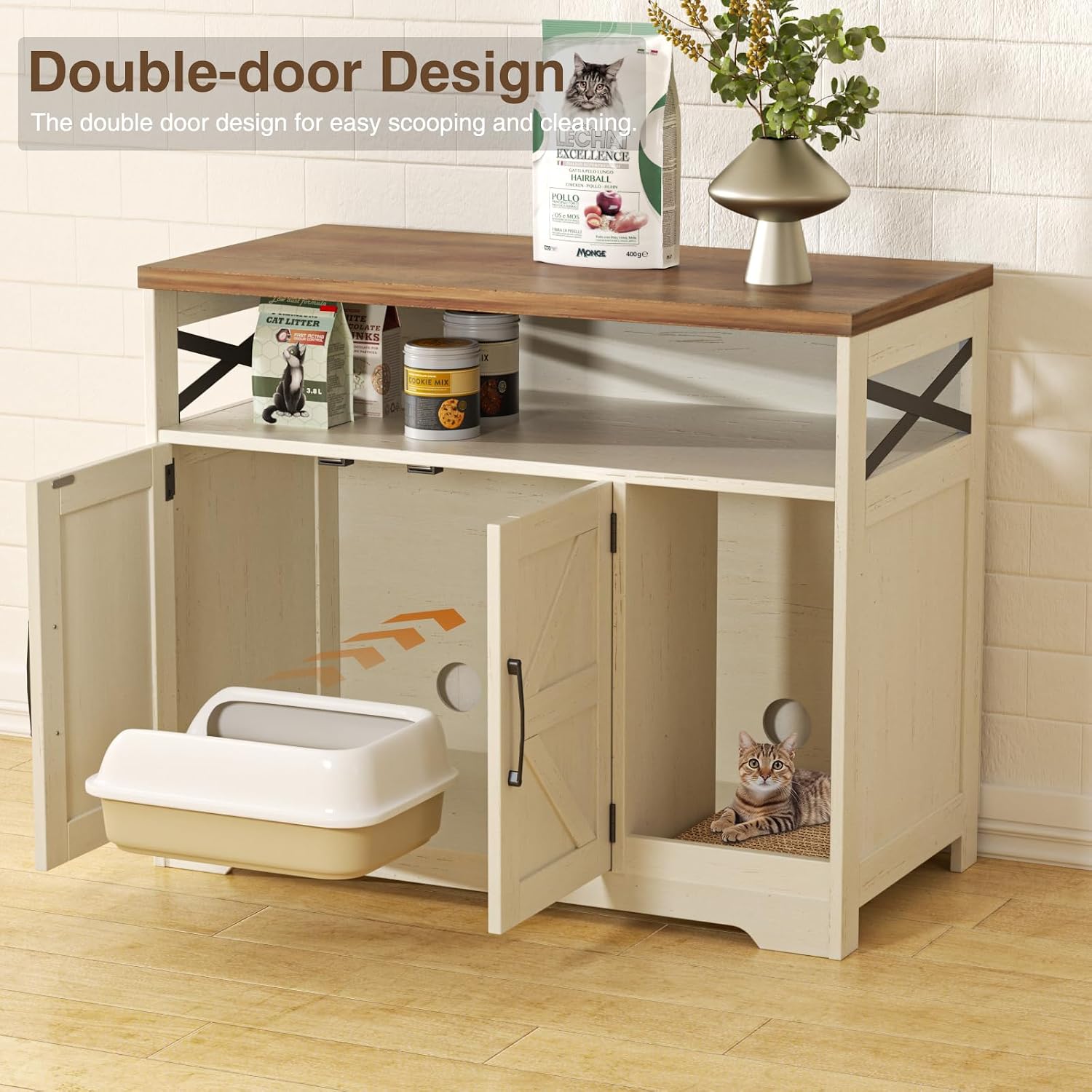 Detalle de Halitaa Cat Litter Box Enclosure, White