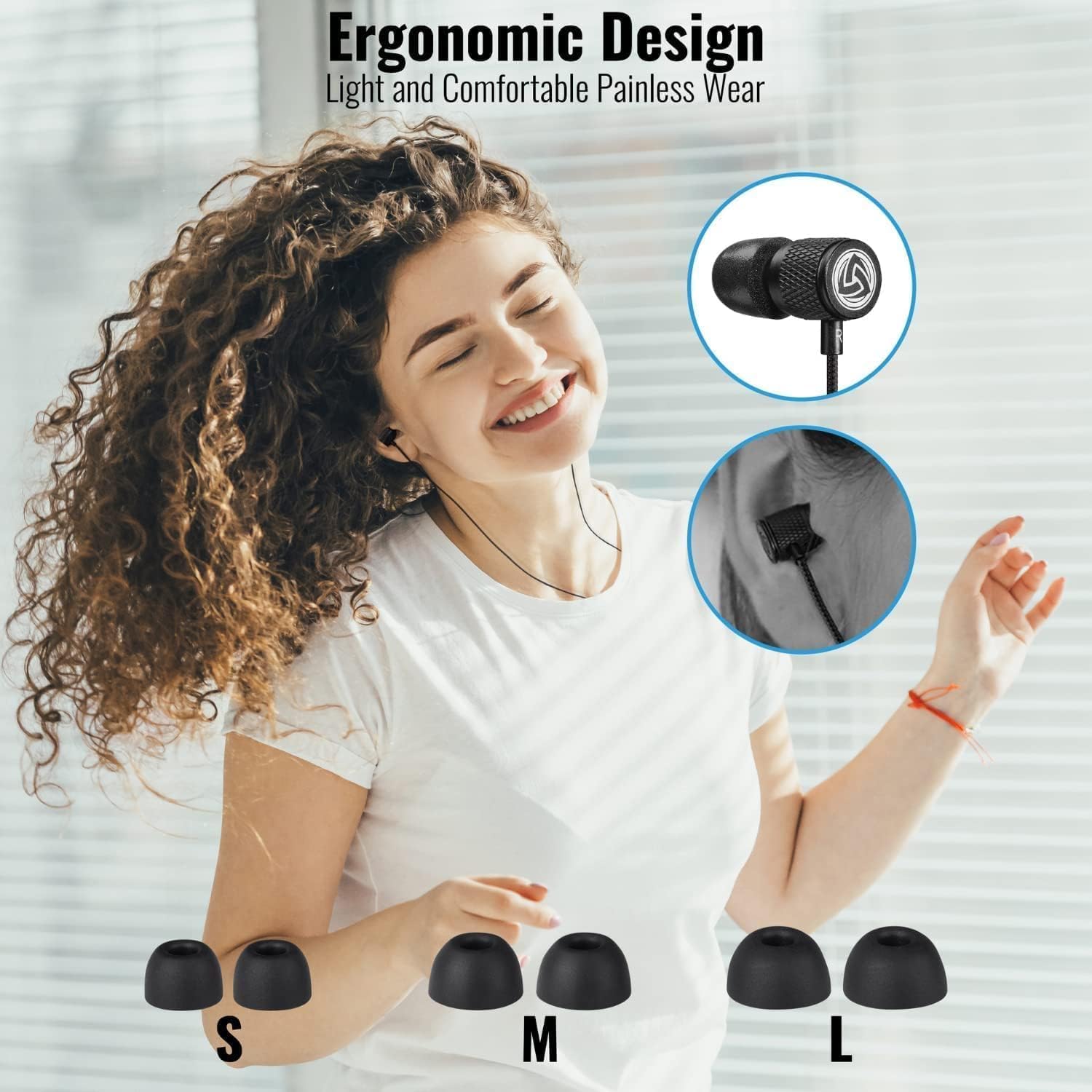 Detalle 2 de Ludos ULTRA Wired Earbuds: In-Ear Headphones with Microphone, Volume Control and 5-Year Warranty