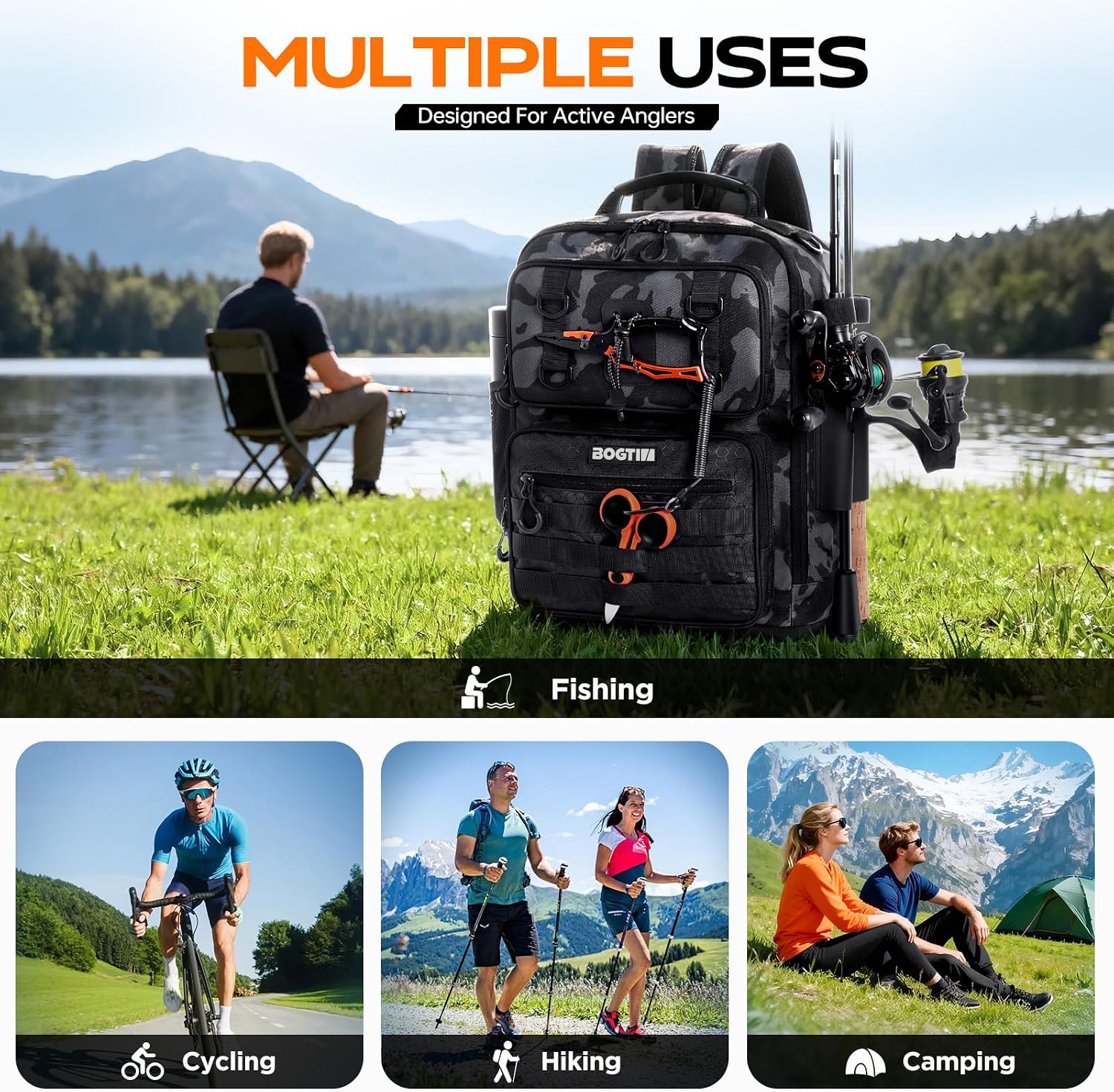 Thumbnail 6 de BOGTIM Fishing Backpack, 25L