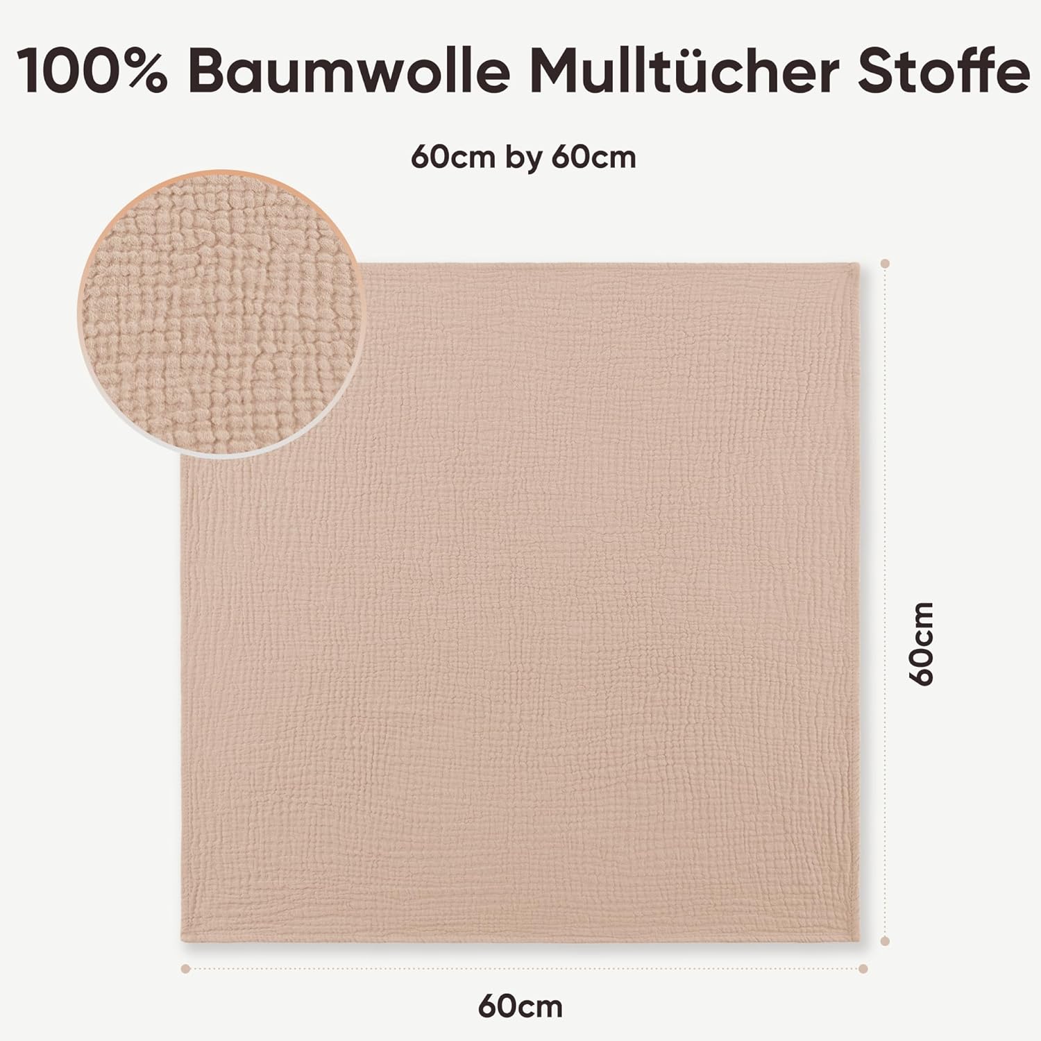 Thumbnail 6 de Bearmoss Musselin-Spucktücher Baby Set (4er), 100% Baumwolle, 60×60 cm – Sandgrün