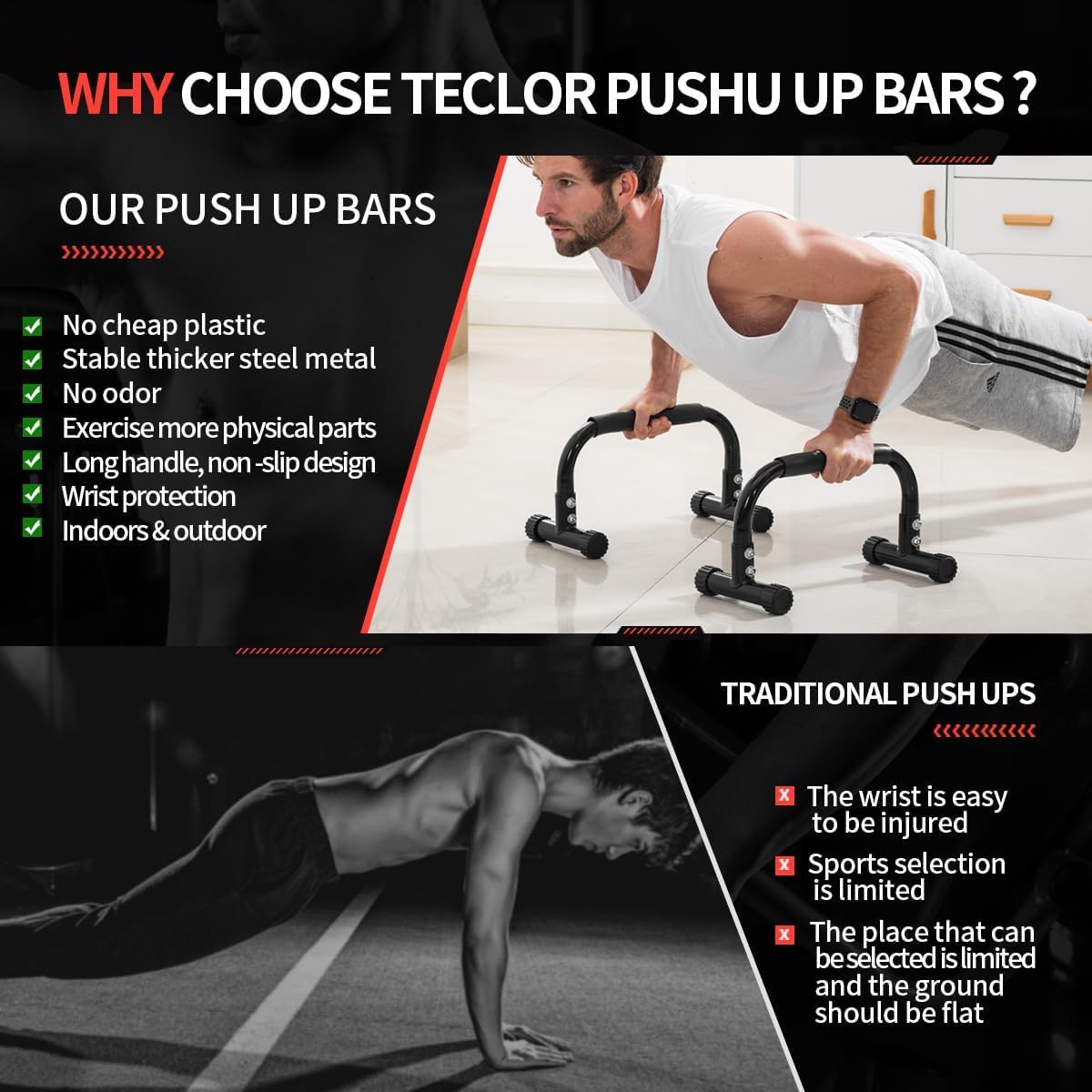Thumbnail 6 de Teclor Push Up Bar parallettes 9.5in 🏋