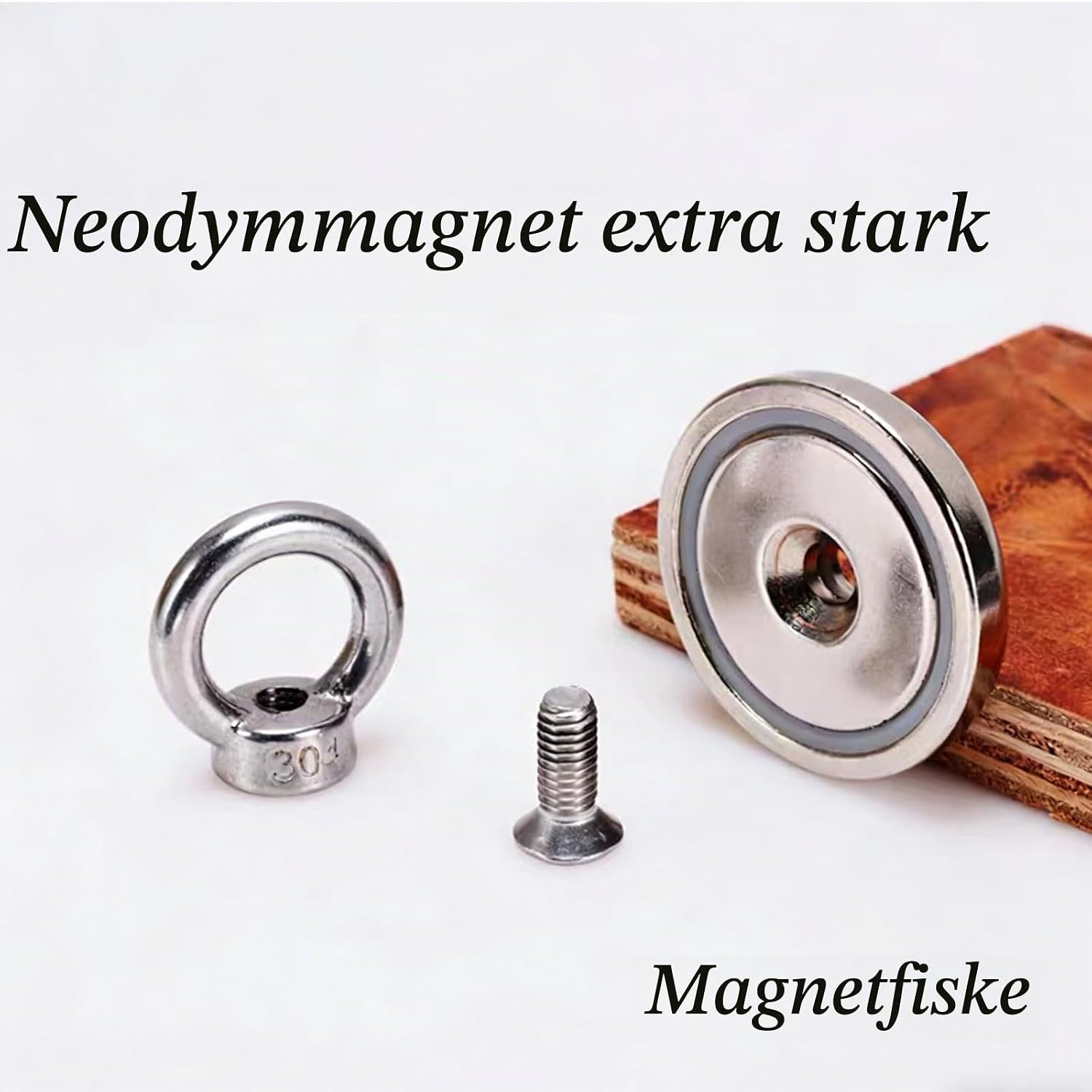 Detalle de SZAXCCOM 32 mm neodymmagneter, 10-pack med gänga och 45 kg dragkraft