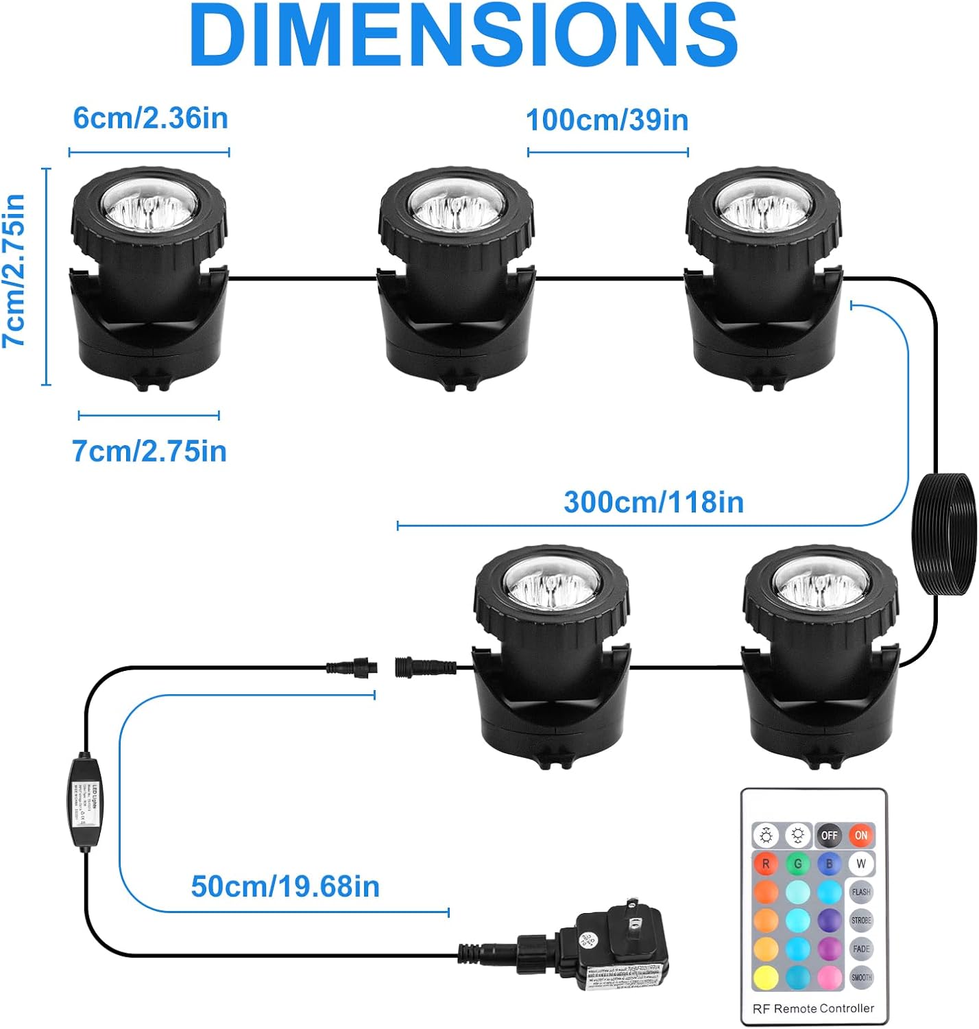 Thumbnail 1 de CORESLUX Pond Lights Mains Powered: 5‑in‑1 Underwater RGB Lighting for Ponds and More