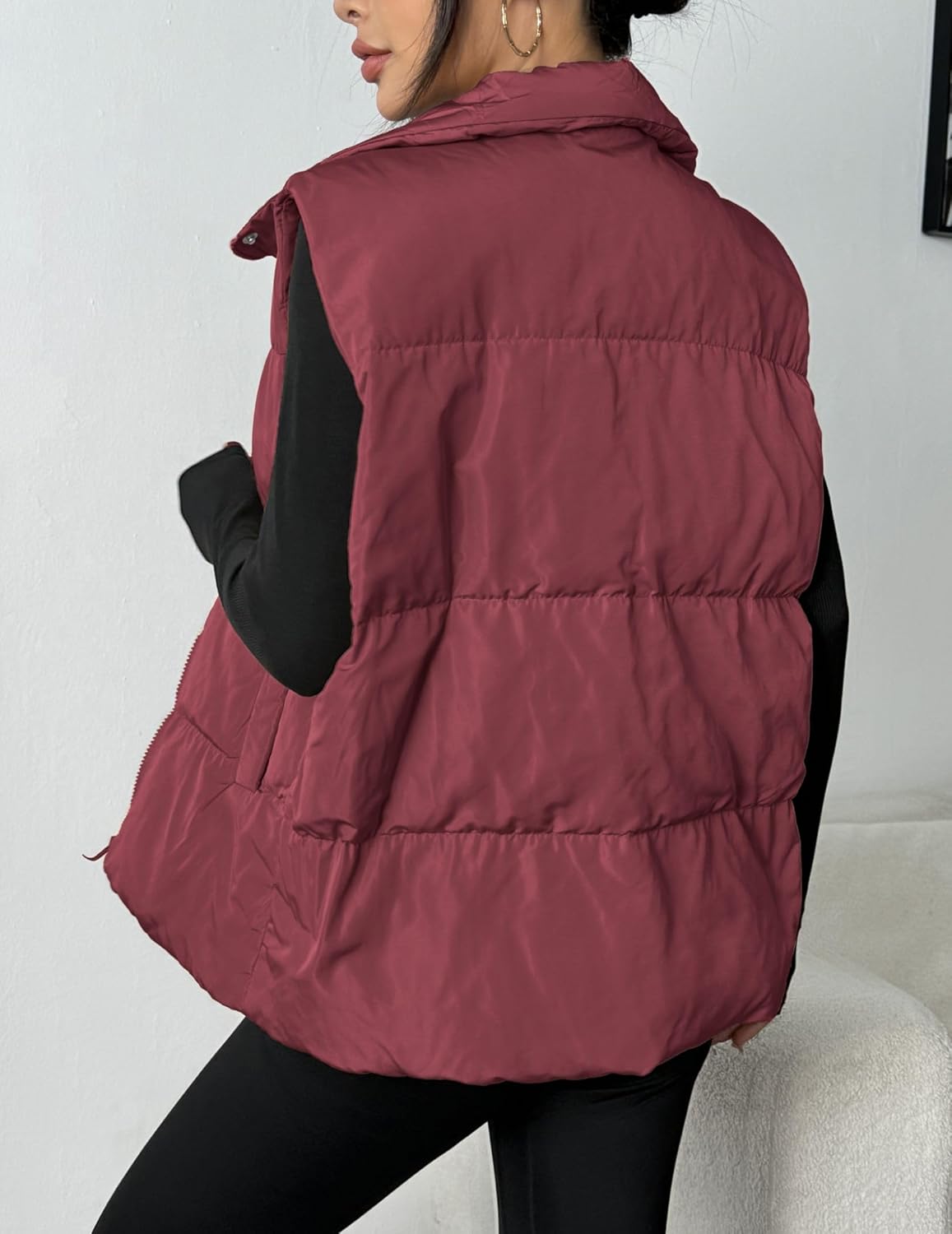 Detalle de Zeagoo Gilet sans manches Femme Doudoune Chaud Léger Matelassé – Couleur Unie