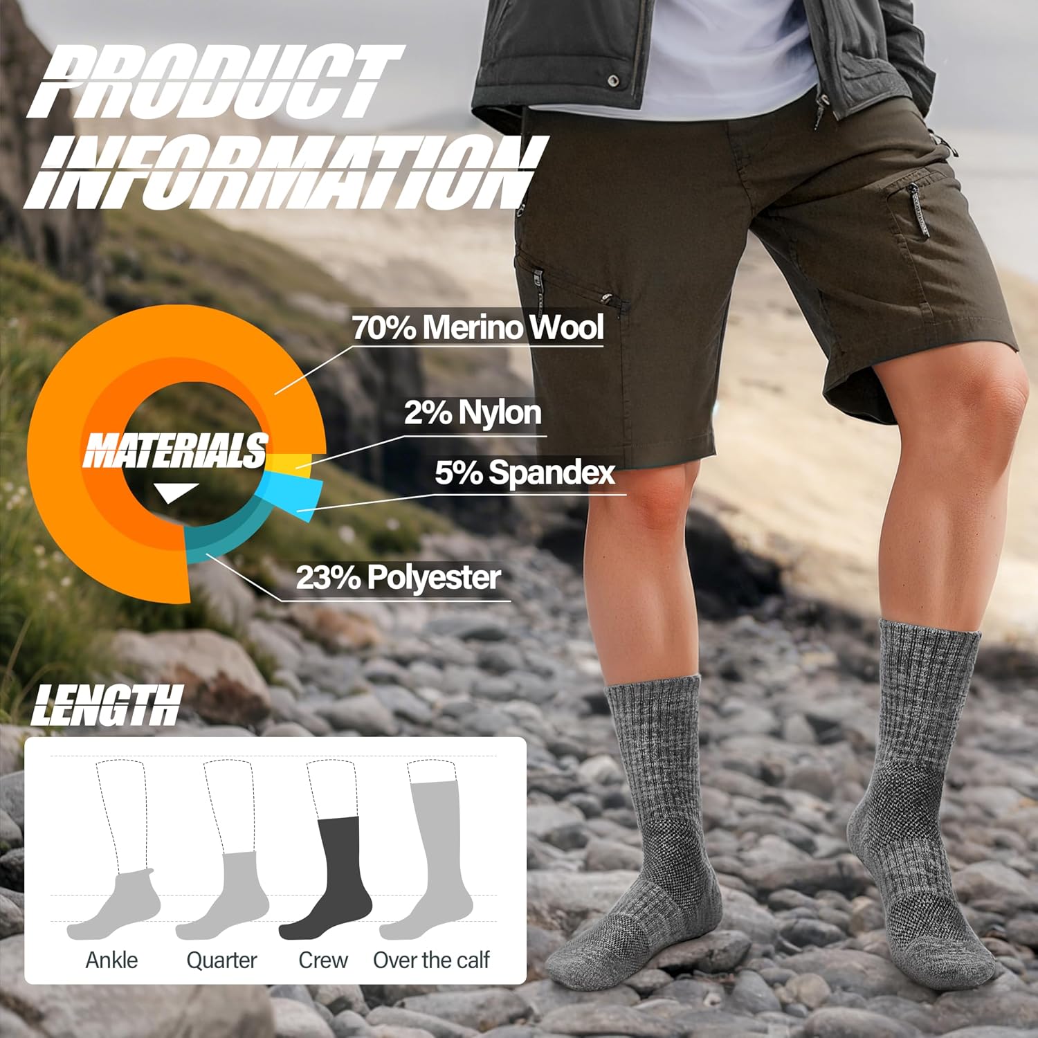 Thumbnail 4 de ANTSANG Merino Wool Hiking Socks