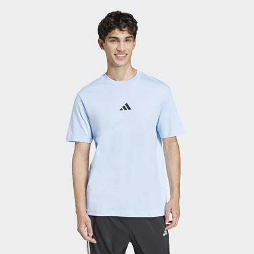 Thumbnail 1 de adidas Hombre Essentials Small Logo Single Jersey Shirt – Glow Blue/Black (S)