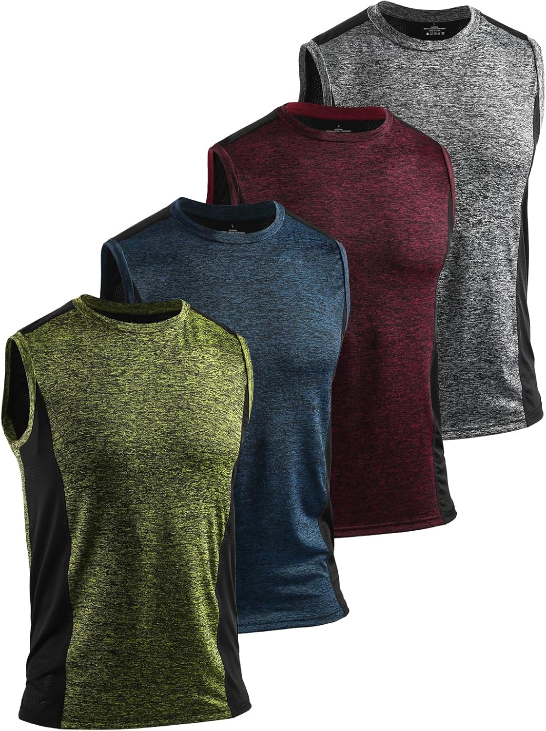 Detalle de Komfokore Herren Tank Tops 1/4er Pack – Atmungsaktive, schnelltrocknende Muskelshirts