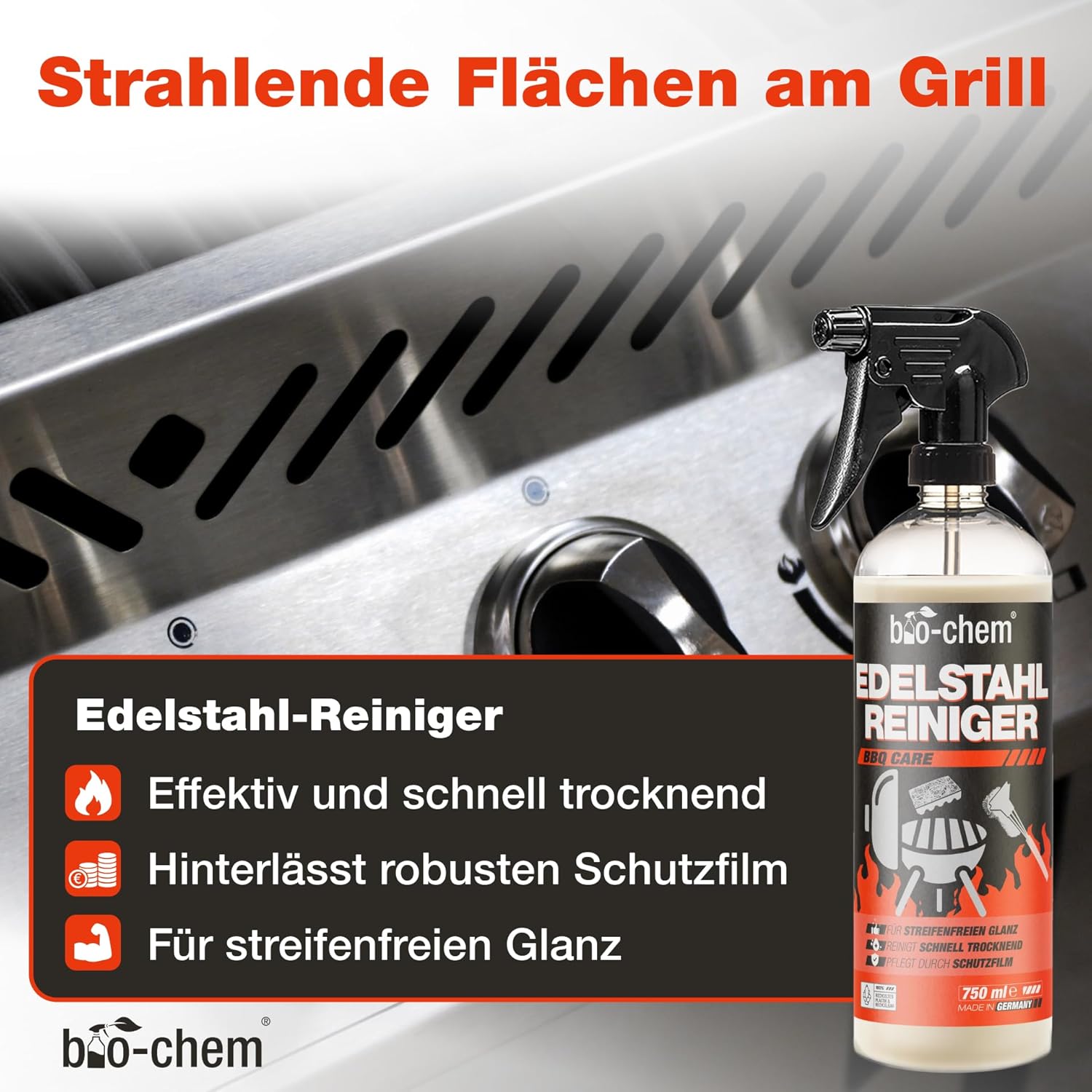 Thumbnail 3 de bio-chem CLEANTEC Bio-Chem Grillreiniger Set 4-teilig für Gasgrill und Edelstahl (inkl. Schwamm & Mikrofasertuch)