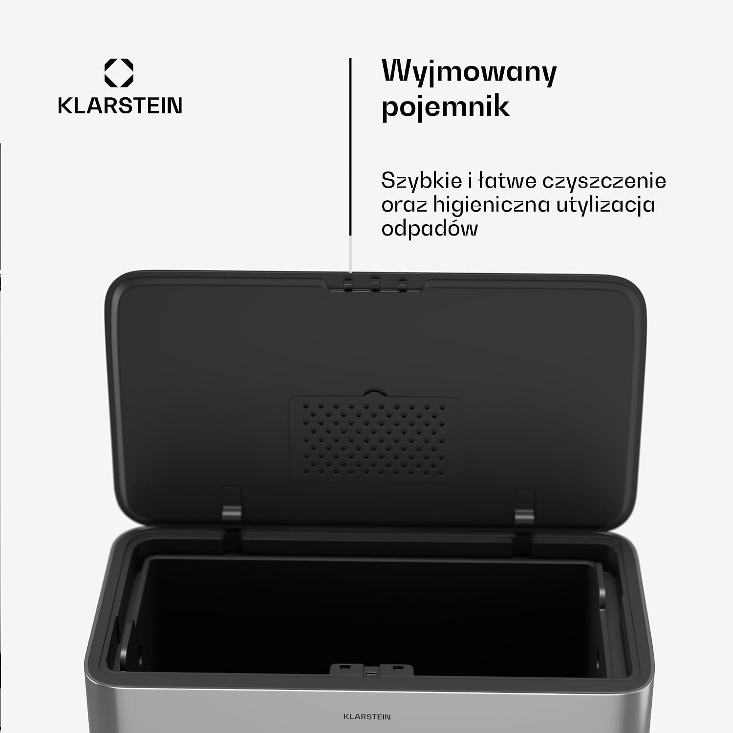 Detalle 1 de Klarstein Yuma 30L Stainless Steel Kitchen Bin with Odour Filter