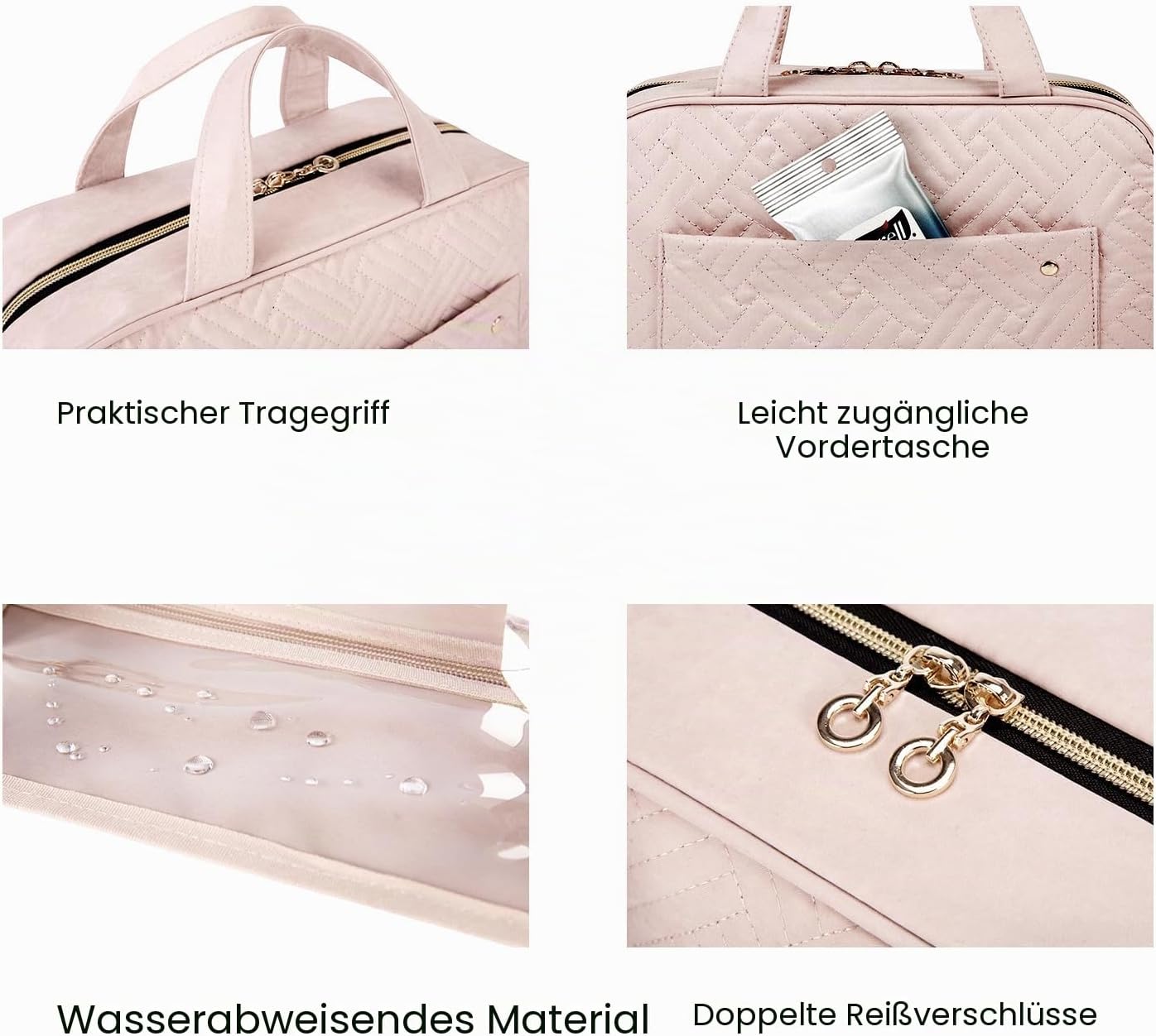 Thumbnail 2 de BAGSMART Kulturbeutel Damen – Aufhängbare Kosmetiktasche, wasserabweisend, 4 Fächer, Transparentenseiten, L-Kaffebraun