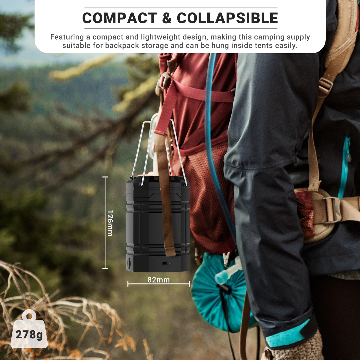 Detalle 2 de LED Campinglampe Solar – 3-in-1 Notfall- und Outdoor-Beleuchtung, IPX4, 3000mAh Akku
