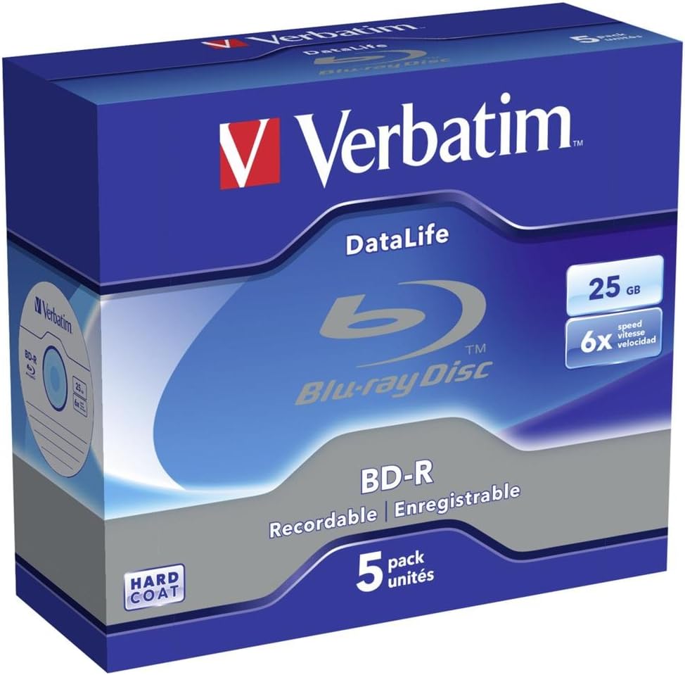 Thumbnail 6 de Verbatim BD-R SL Datalife Blu-Ray-Disc 25 GB – 6-fache Brenngeschwindigkeit, groß bedruckbar (50er Spindel)
