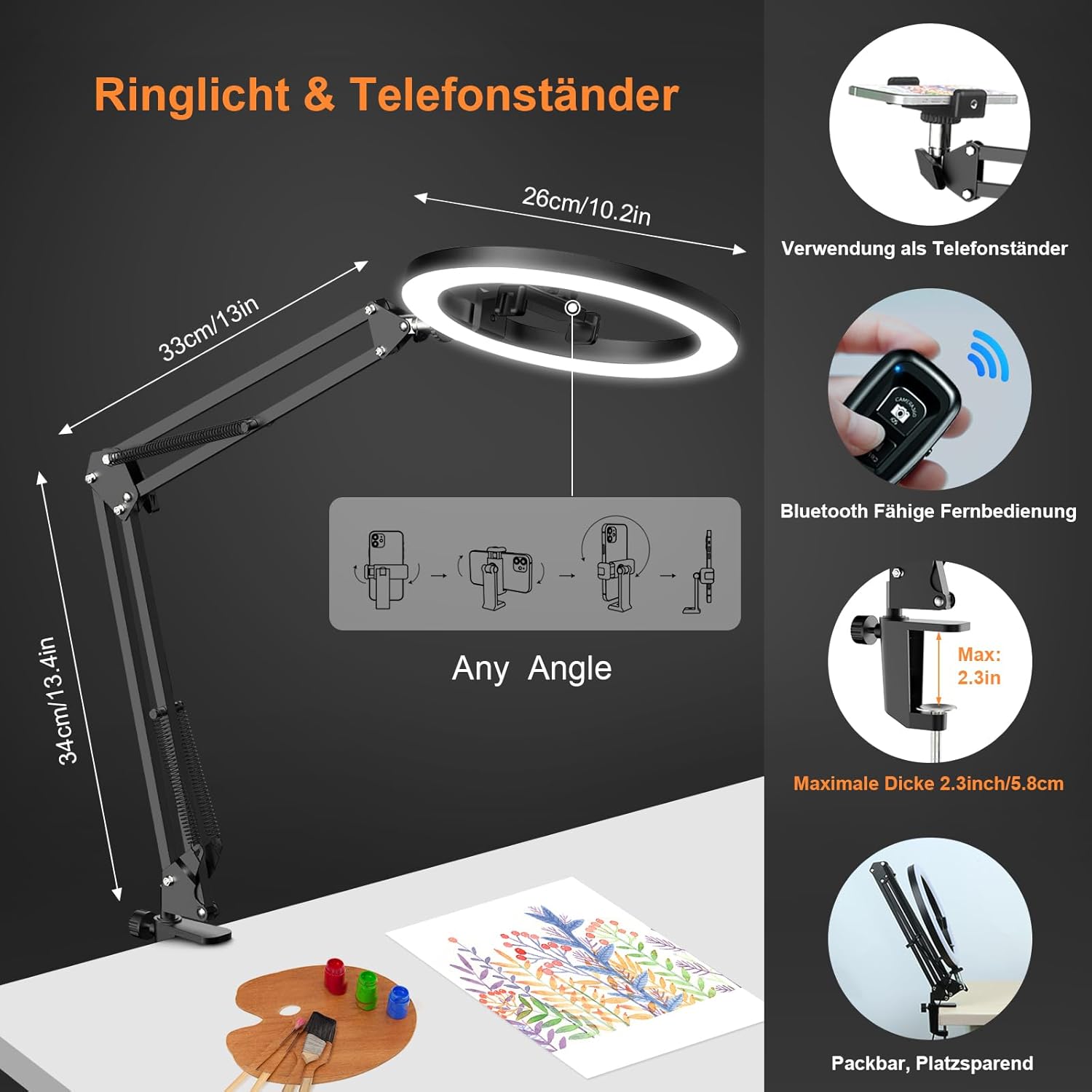Thumbnail 4 de Evershop Ringlicht 10” Stativ