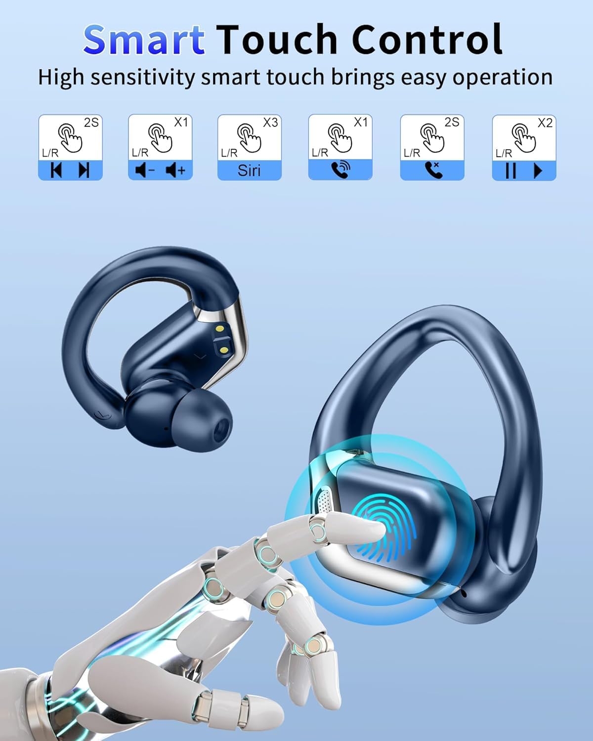 Thumbnail 4 de Wireless Bluetooth 5.4 Earbuds with Earhooks, ENC Noise Cancelling, 50H Playtime & IP7 Waterproof