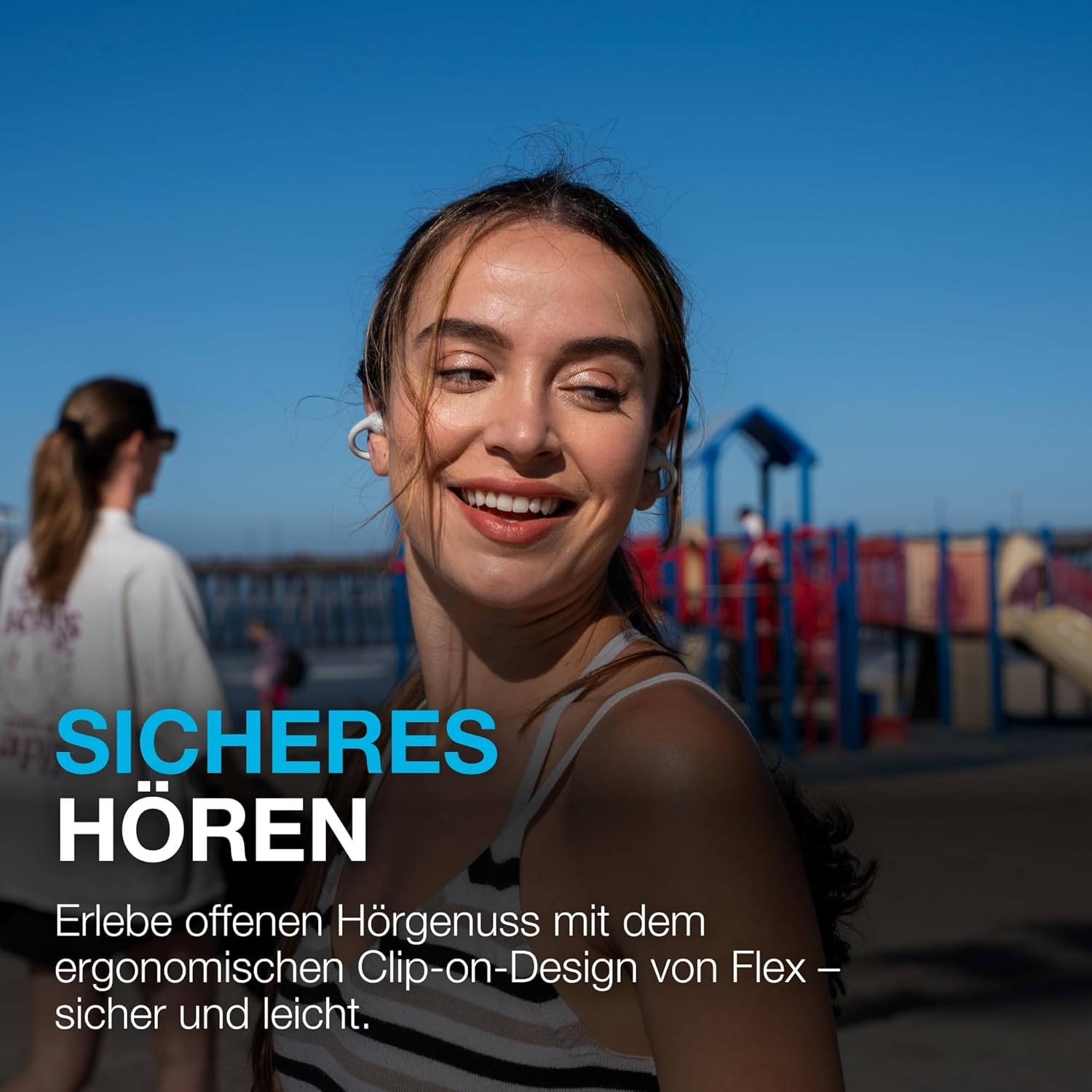 Thumbnail 3 de JLab Flex Open-Ear Kopfhörer (Clip-On) mit Bluetooth Multipoint, MEMS-Mikrofon & App – Weiß