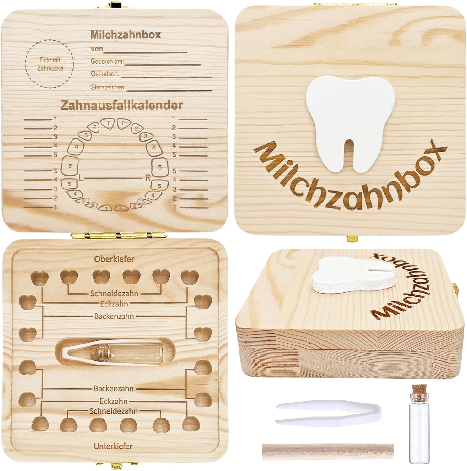 Detalle de Sunshine smile Zahnfee Geschenke Mädchen – Zahnbox aus Holz zur Aufbewahrung der Milchzähne