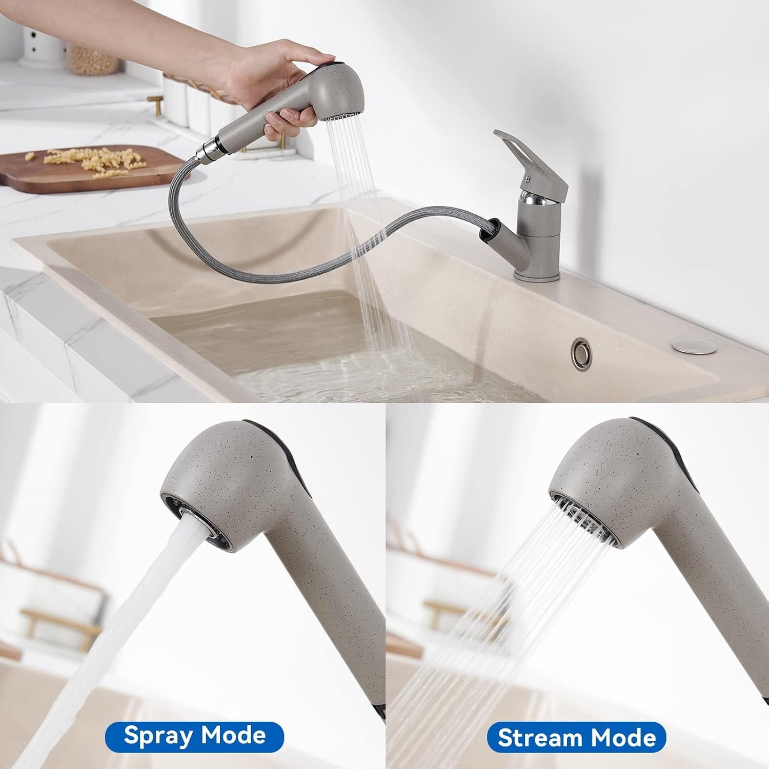 Thumbnail 3 de AuraLum rubinetto cucina con doccetta estraibile a 2 modalità, girevole 360° in ottone