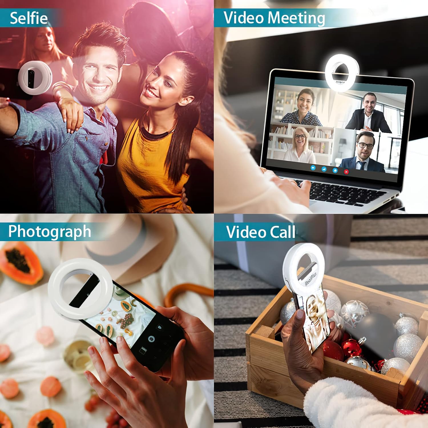 Thumbnail 6 de RealPlus Clip-on Selfie Ring Light (Rechargeable) with 40 LEDs — 3 Modes, Dimmable for Phone, Tablet and Laptop