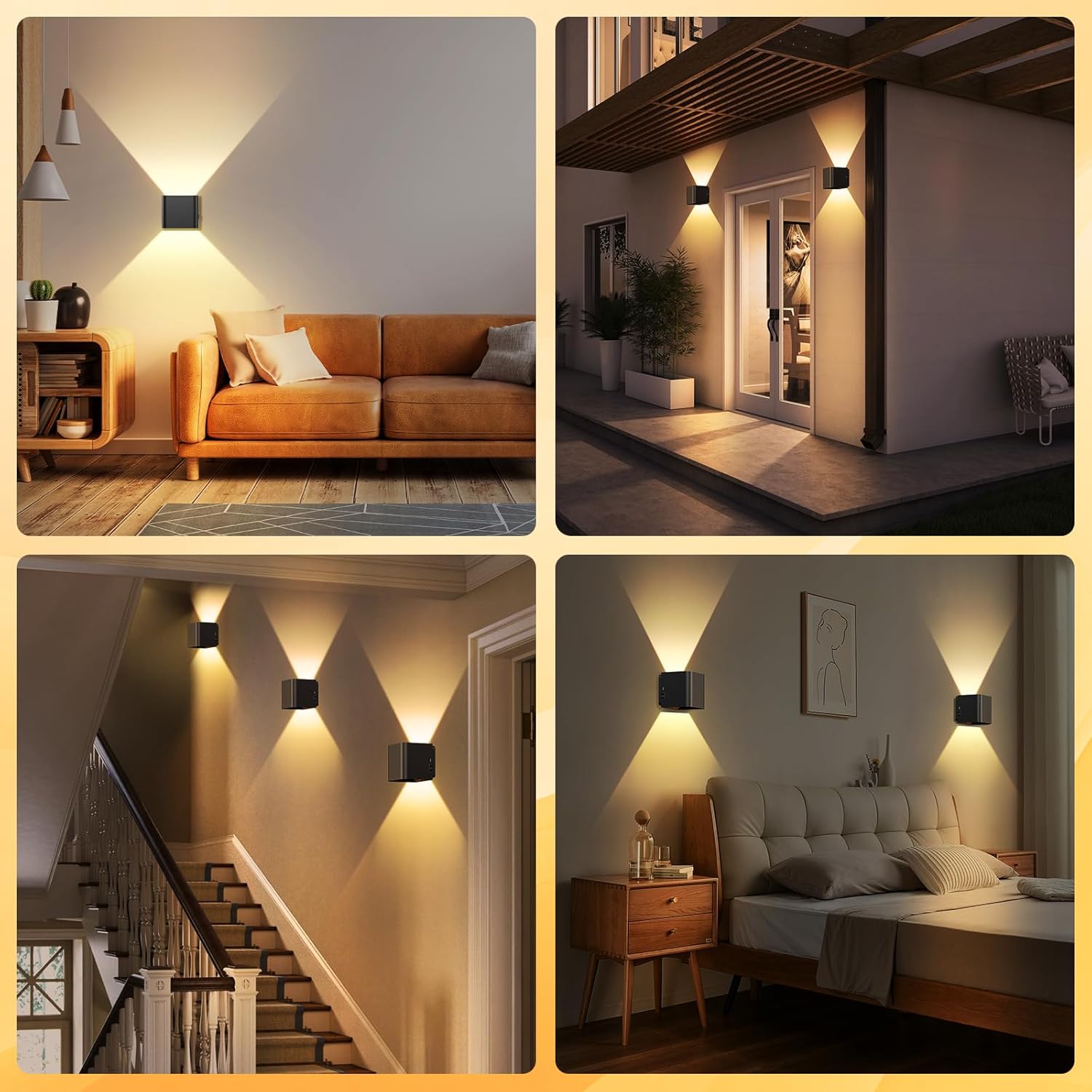 Detalle 2 de GEARLITE aufladbare LED-Wandleuchte für innen & außen mit Bewegungsmelder (2er-Set), IPX4, 3000K, schwarz