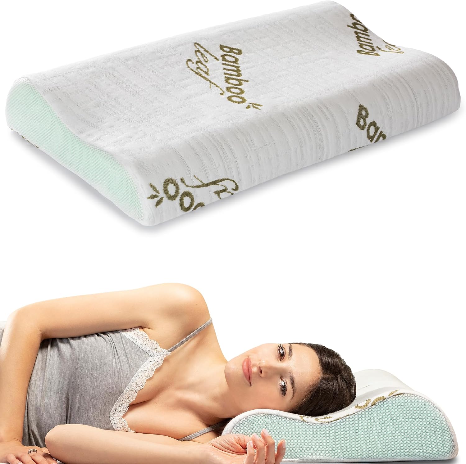Detalle de Flowen Cuscino Cervicale Memory Foam per Dormire 🌙📦📦📦📦📦📦📦📦📦📦📦📦📦📦📦📦📦🌙