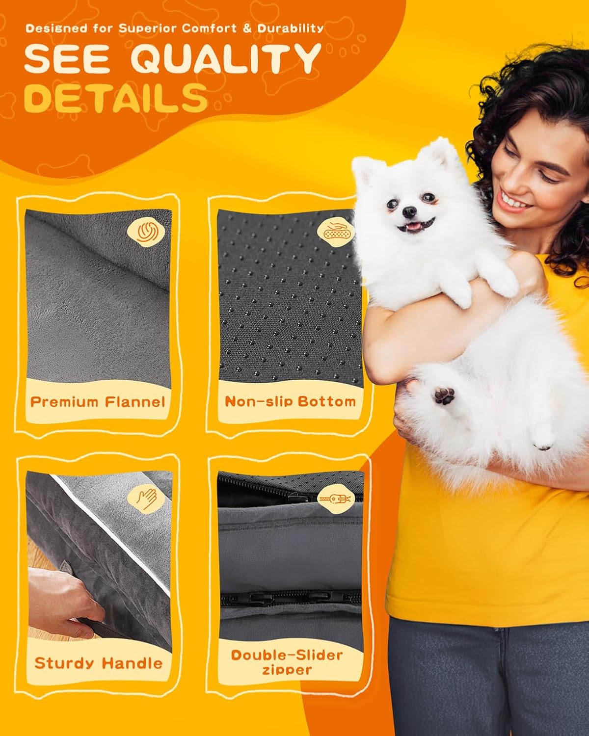 Detalle de Renvix Large Orthopedic Dog Bed 91x61x18cm