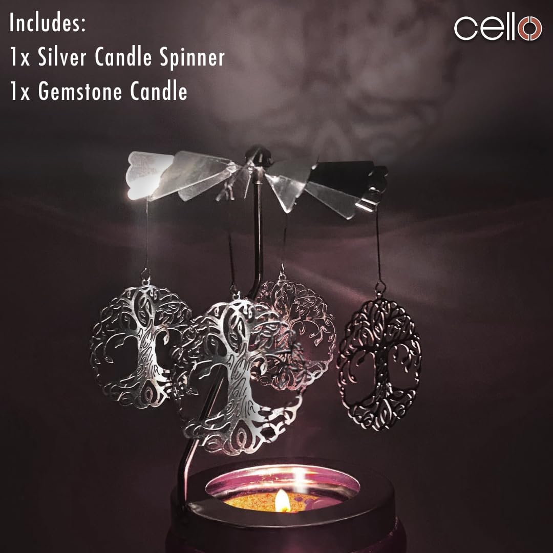 Thumbnail 1 de Cello Rose Quartz Scented Candle with Spinner (crystal carousel & rotary holder) for women
