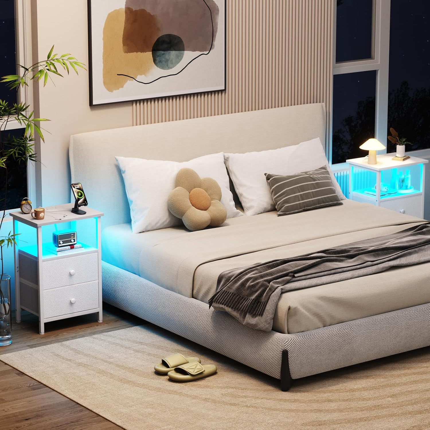 Detalle 2 de LOAKEKEL UHETS02WT-1 bedside table with charging station