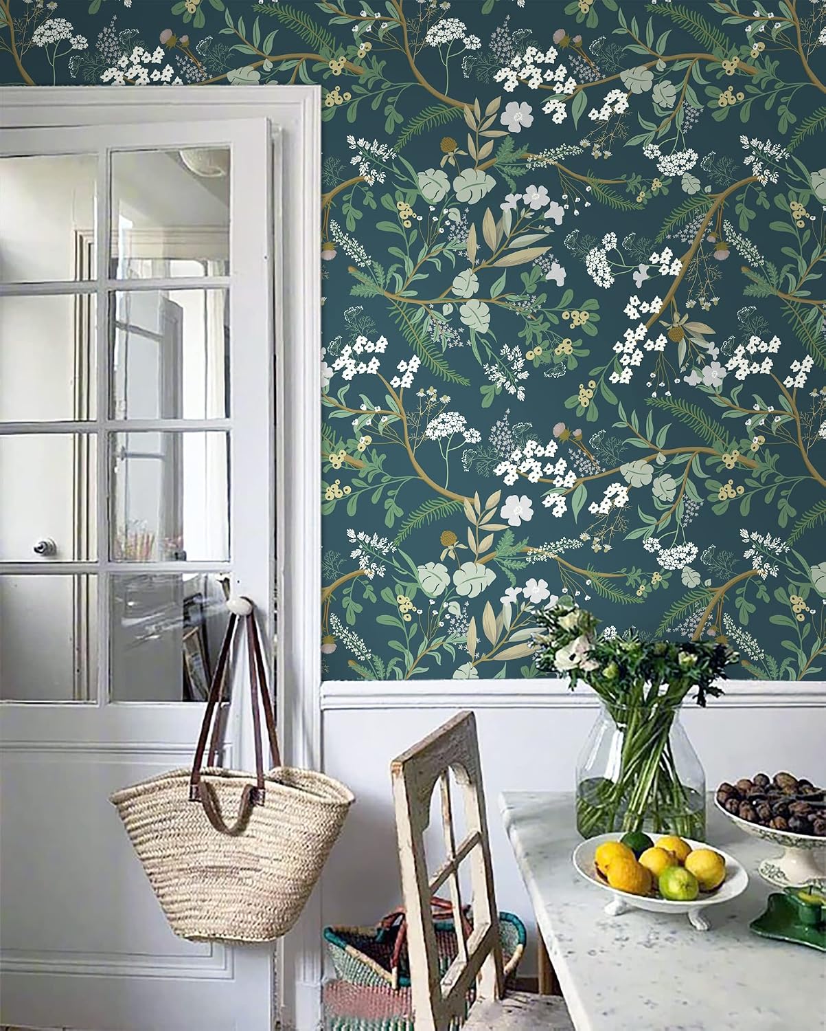Detalle de CiCiwind Selbstklebende Tapete Blumen – vinylbehang 40 x 300 cm, groen