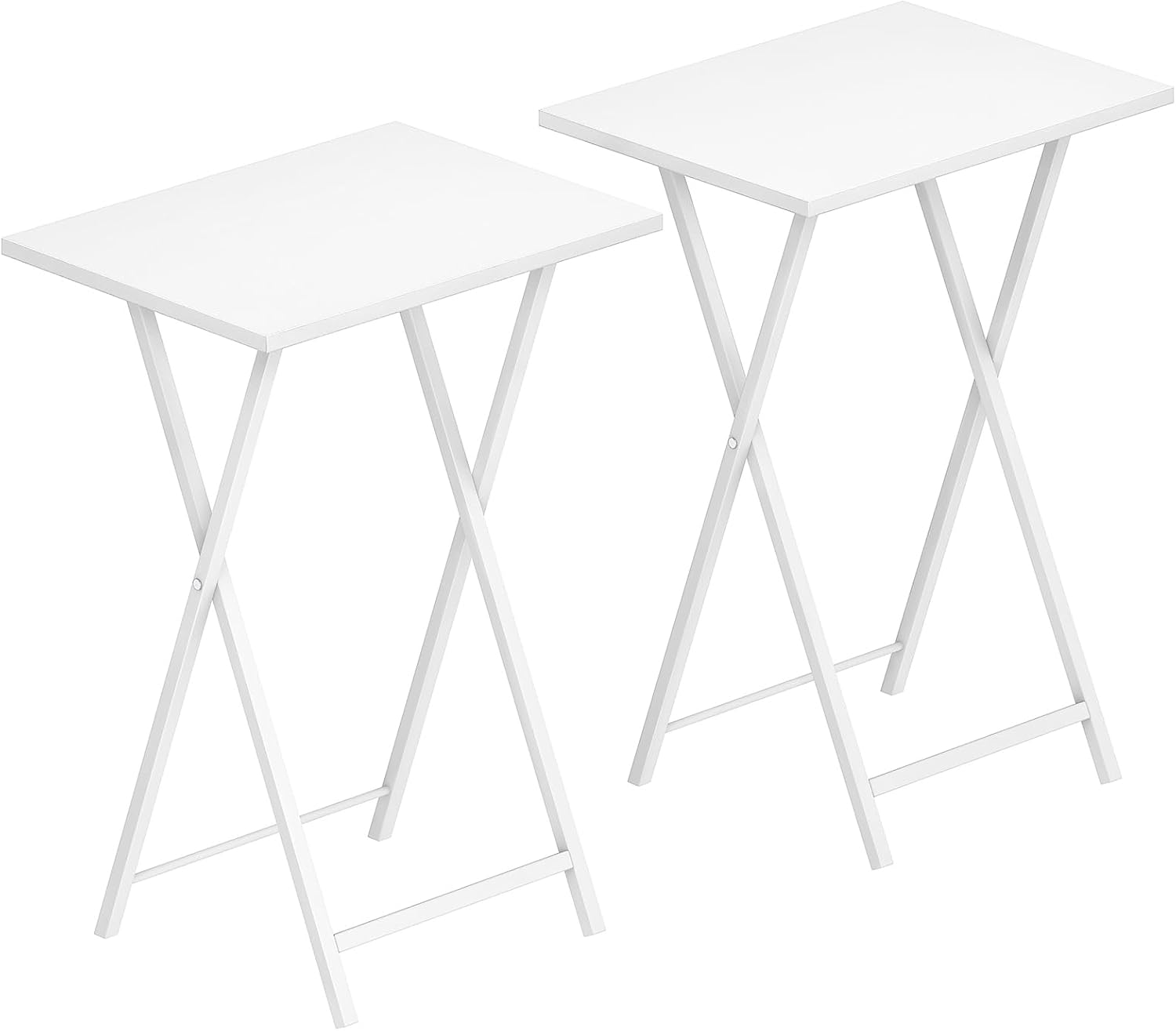 HOOBRO Tavolino Tavolini per Spuntini Set di 2 Pieghevoli – Bianco EWW25BZ01N1